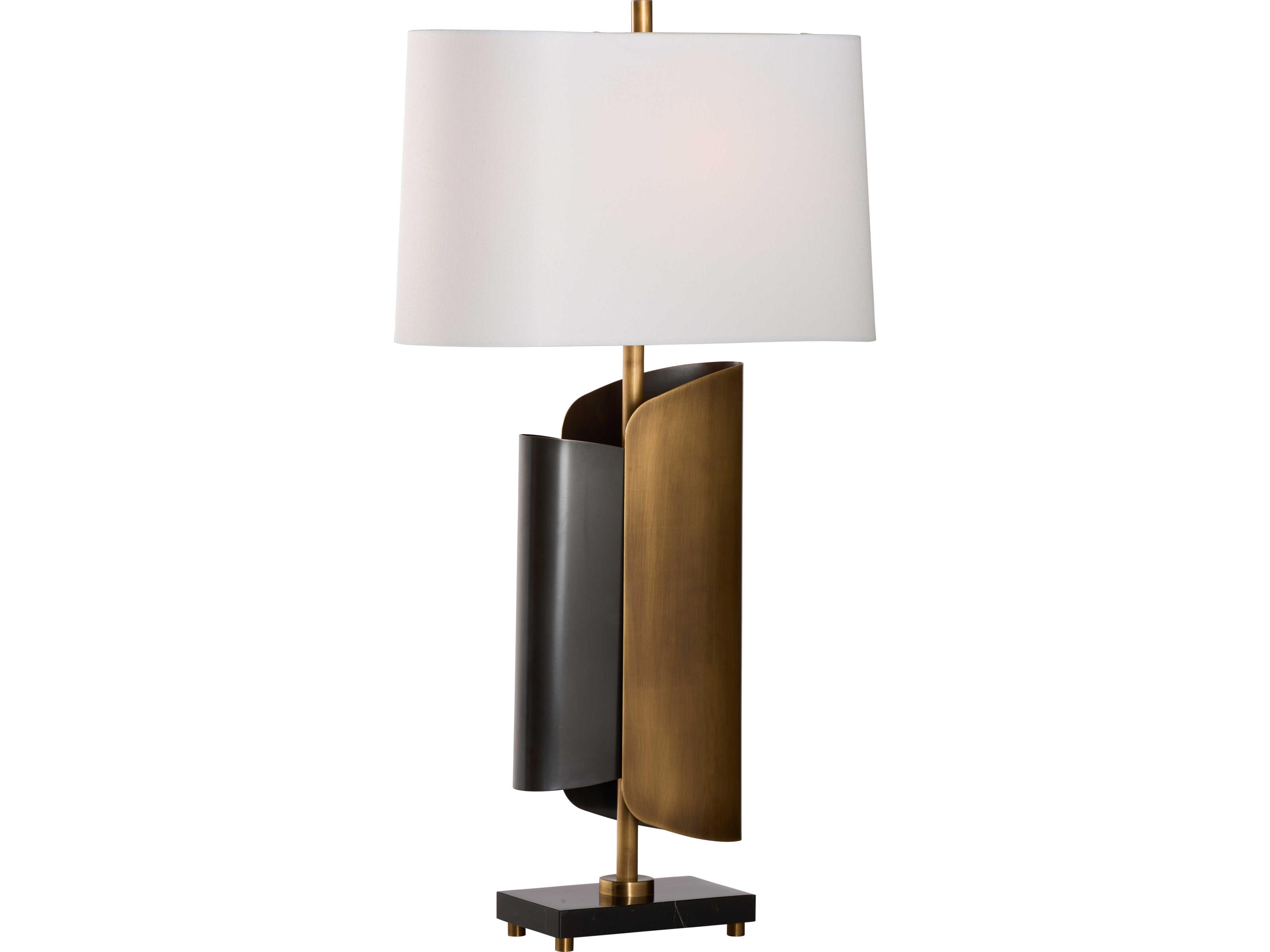Gold Linen Black Table Lamp