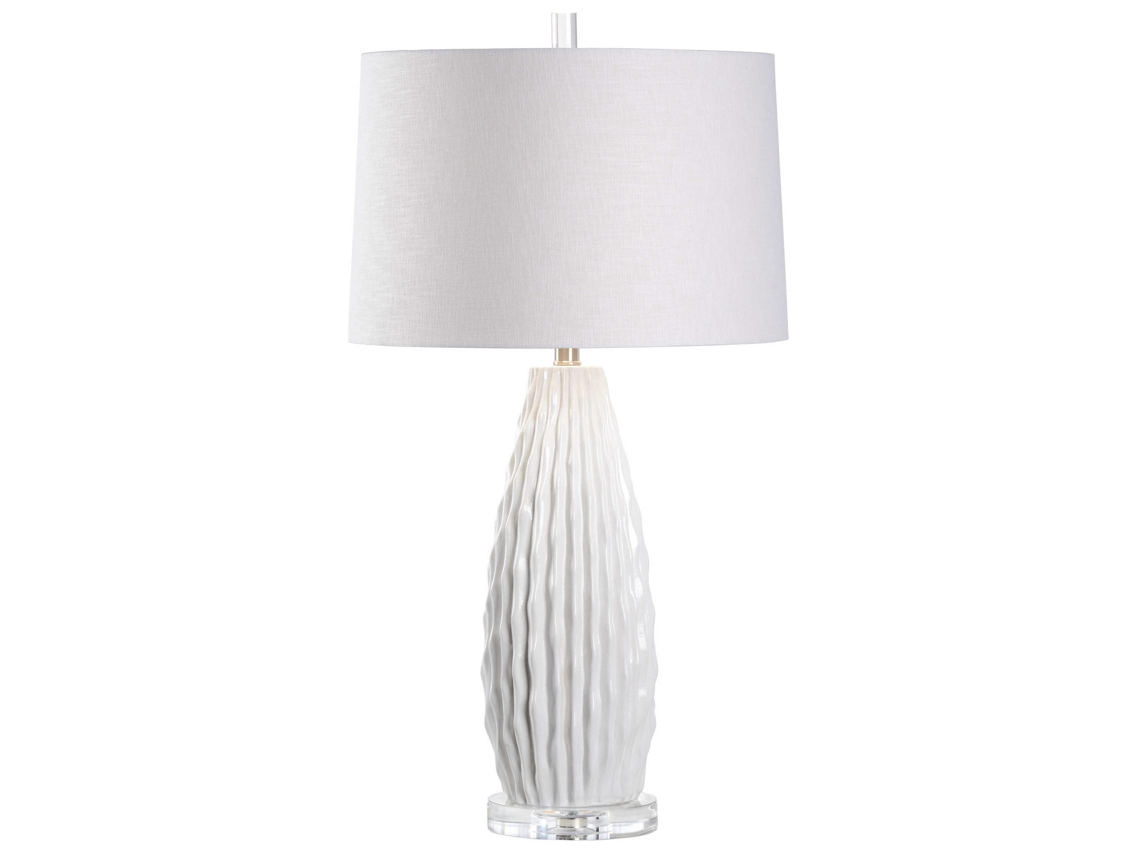 Saguaro White Glaze Off Linen Buffet Lamp
