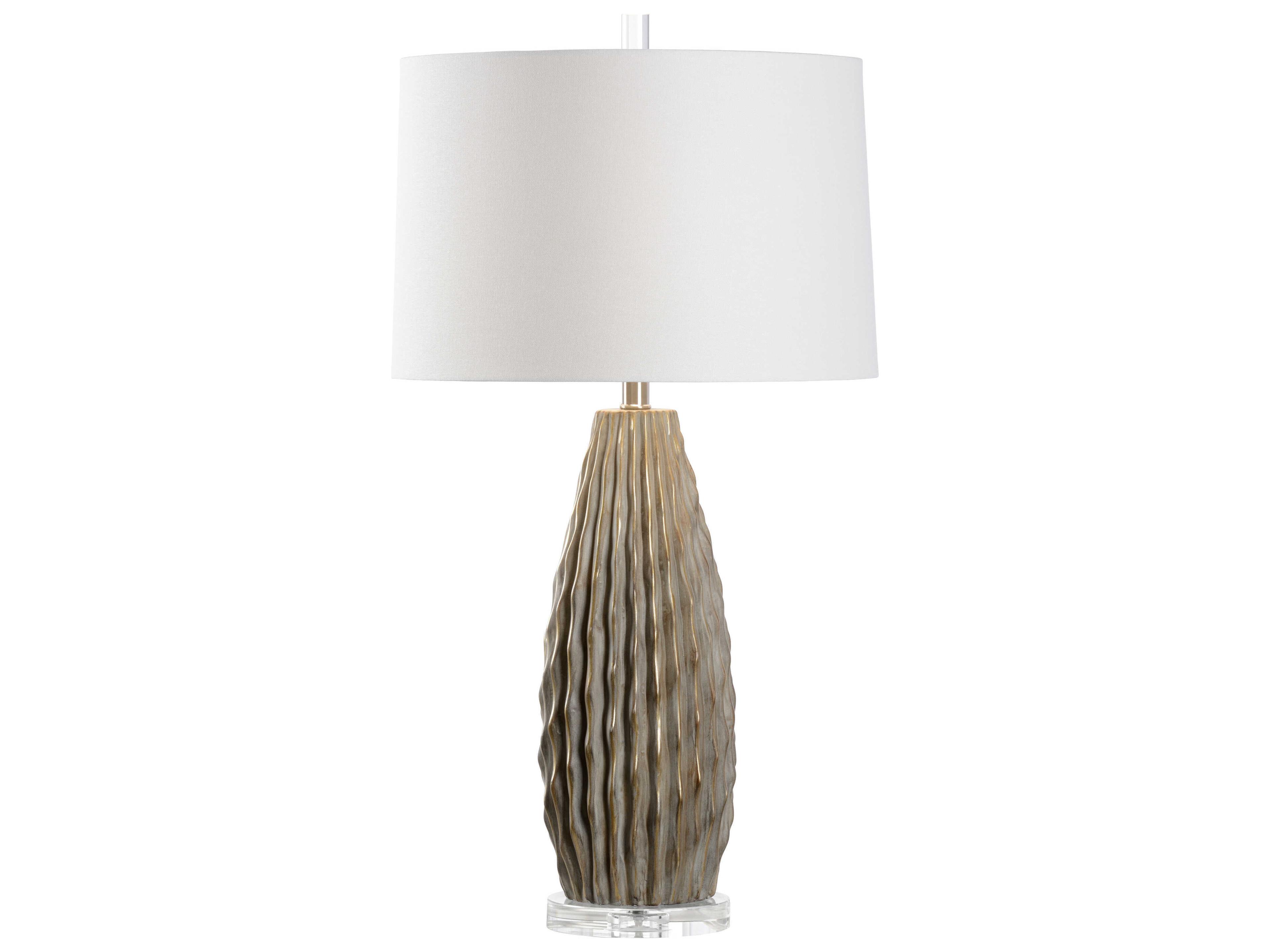 Saguaro Gray Taupe Glaze Off White Linen Buffet Lamp