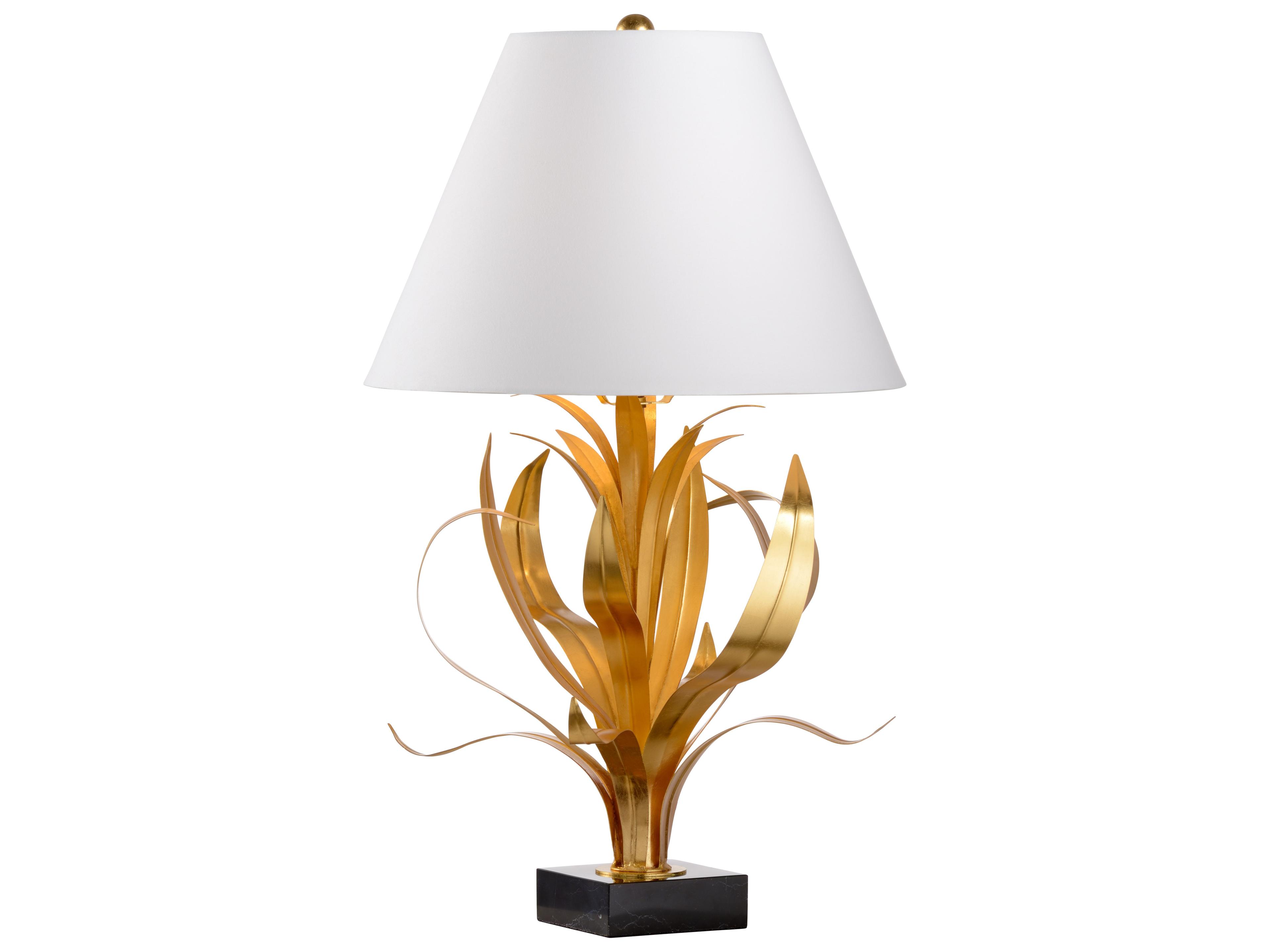 Larry Laslo Antique Gold Leaf Natural Black Silkette Table Lamp