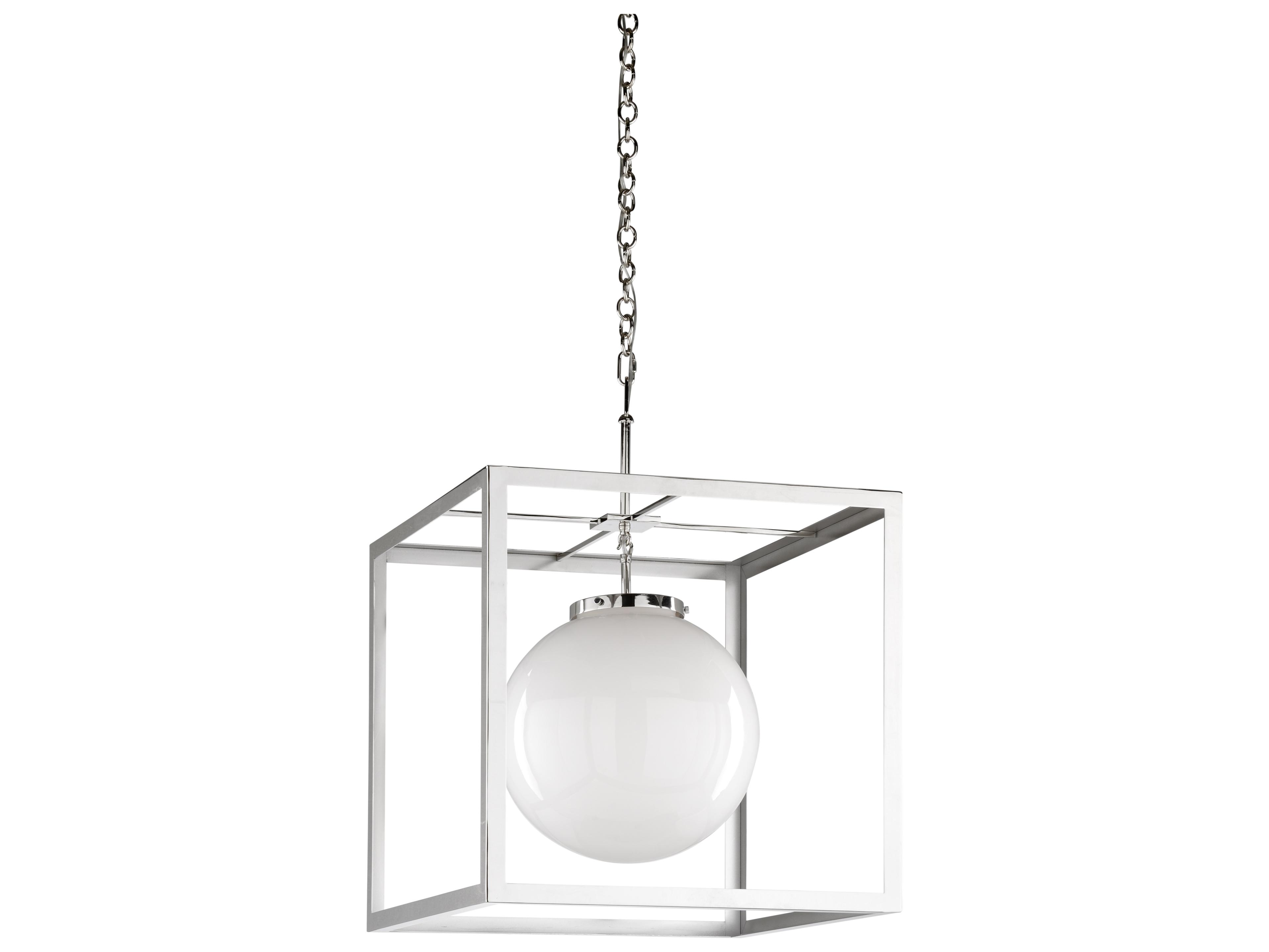 Matthew Frederick 1-Light Polished Nickel Milk Globe Geometric Pendant