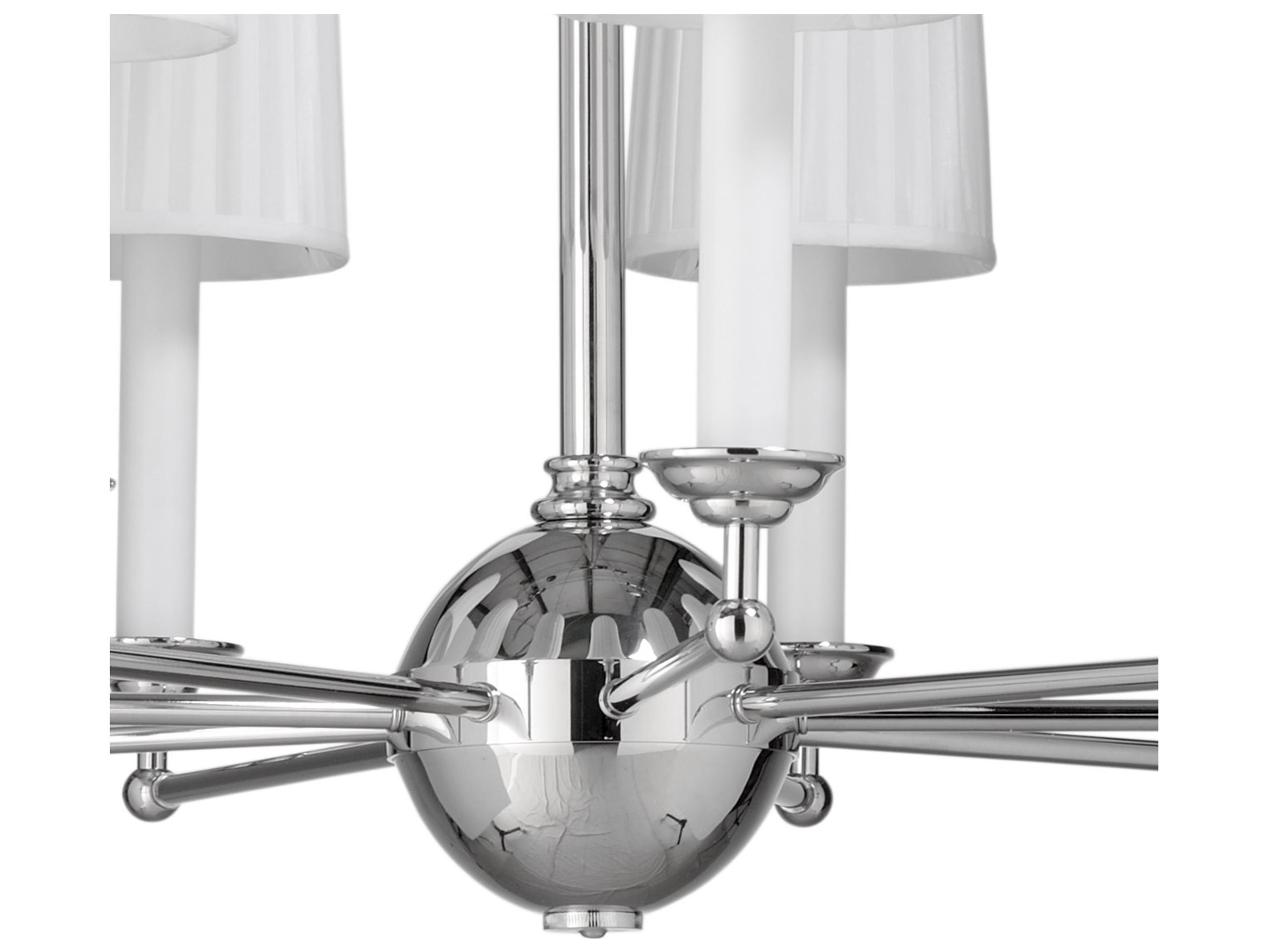 Wildwood Matthew Frederick 9-Light Polished Nickel Off White Silkette Candelabra Cylinder Chandelier