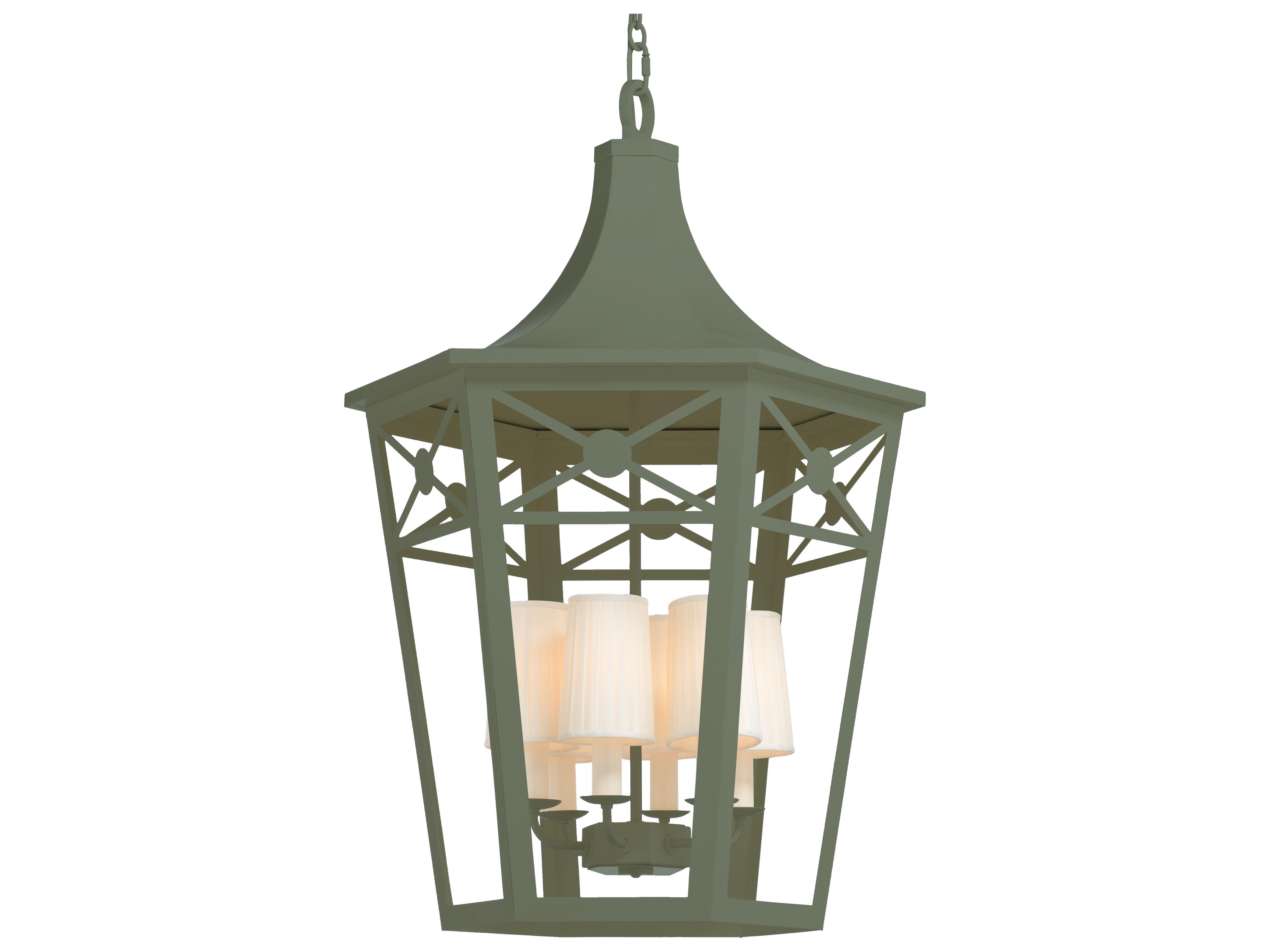 Matthew Frederick 6-Light Any Benjamin Moore Green Traditional Lantern Pendant