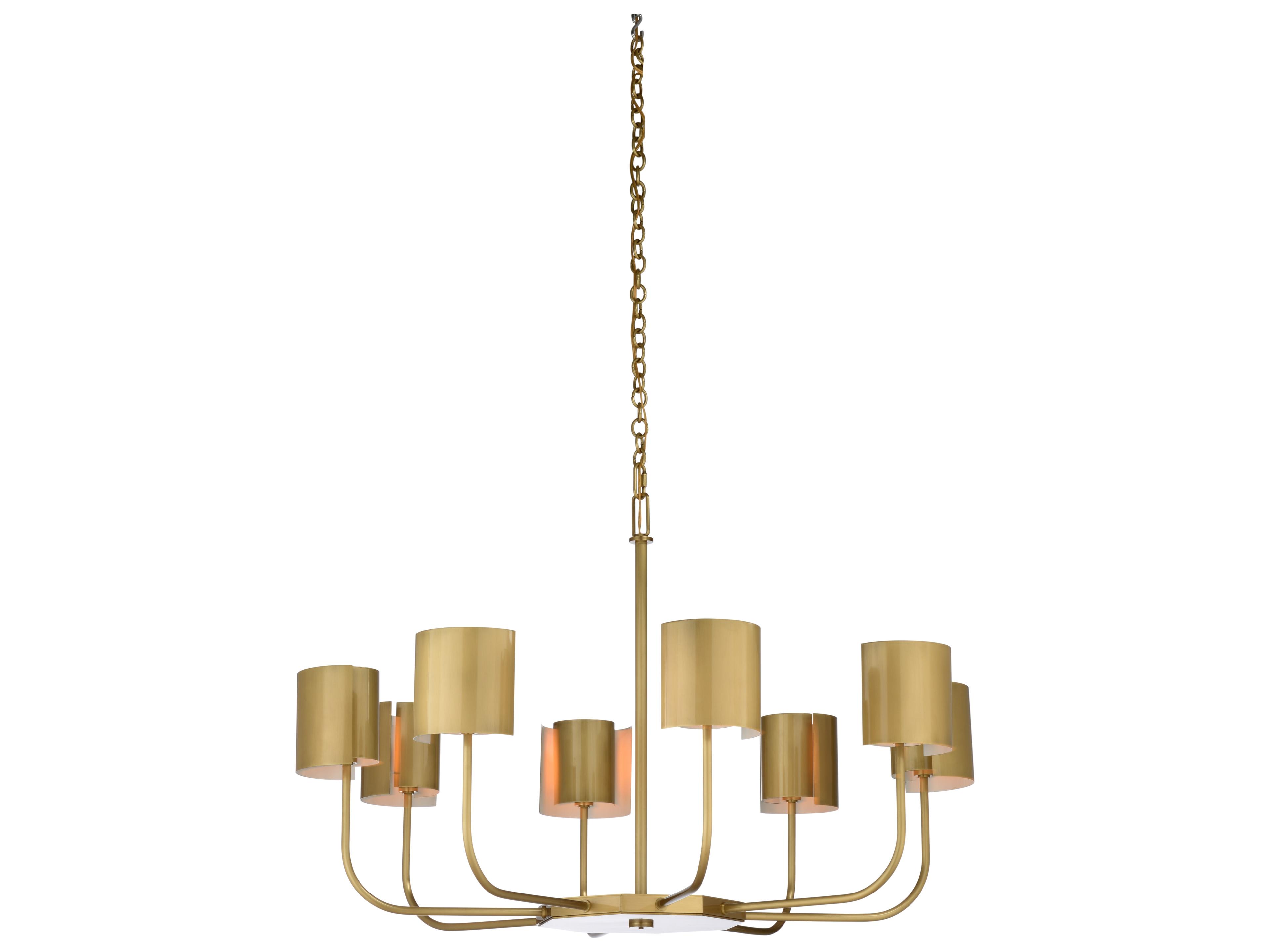 Matthew Frederick 8-Light Antique Brass Candelabra Cylinder Chandelier