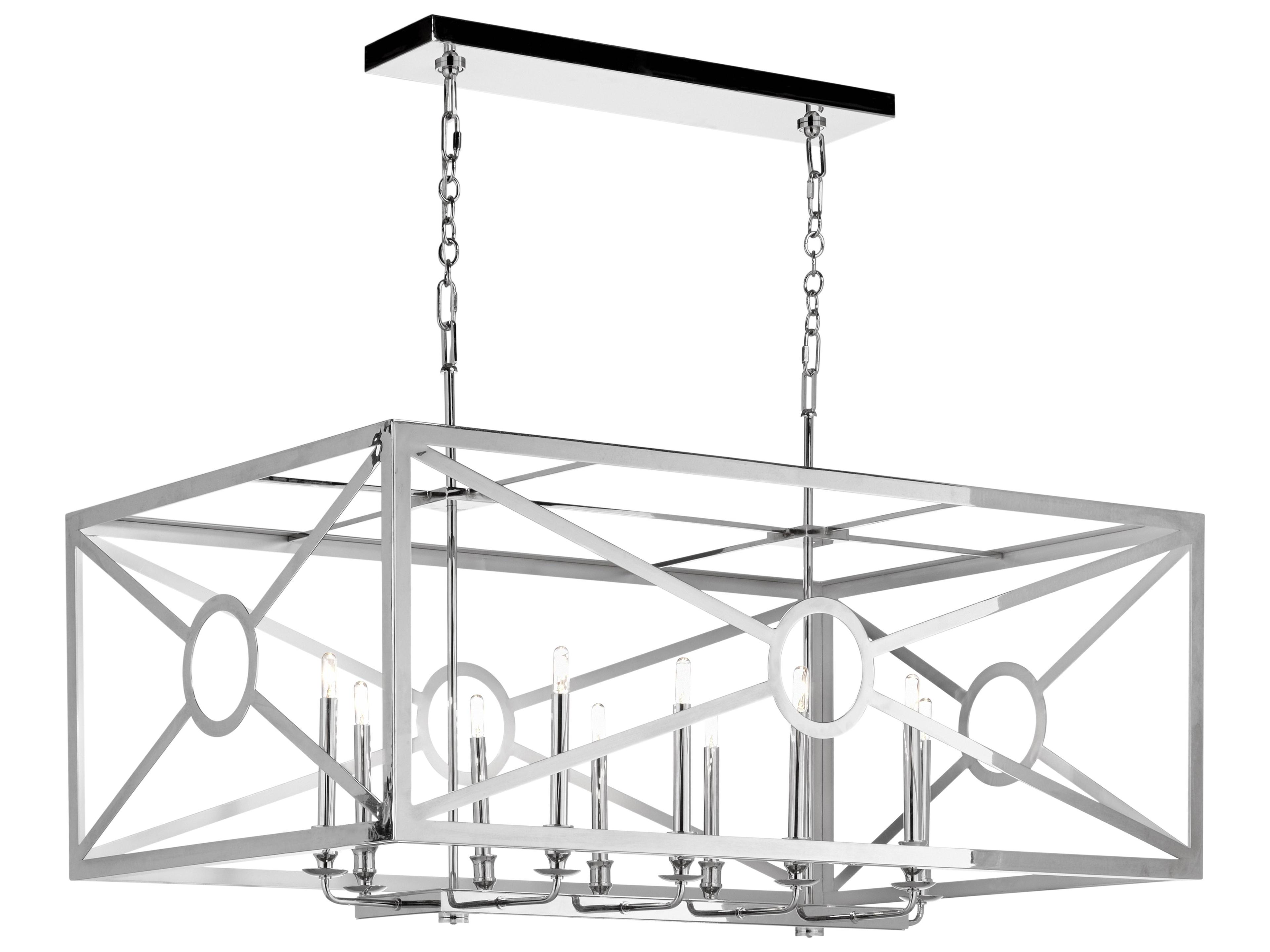 Matthew Frederick 10-Light Polished Nickel Geometric Linear Island Pendant