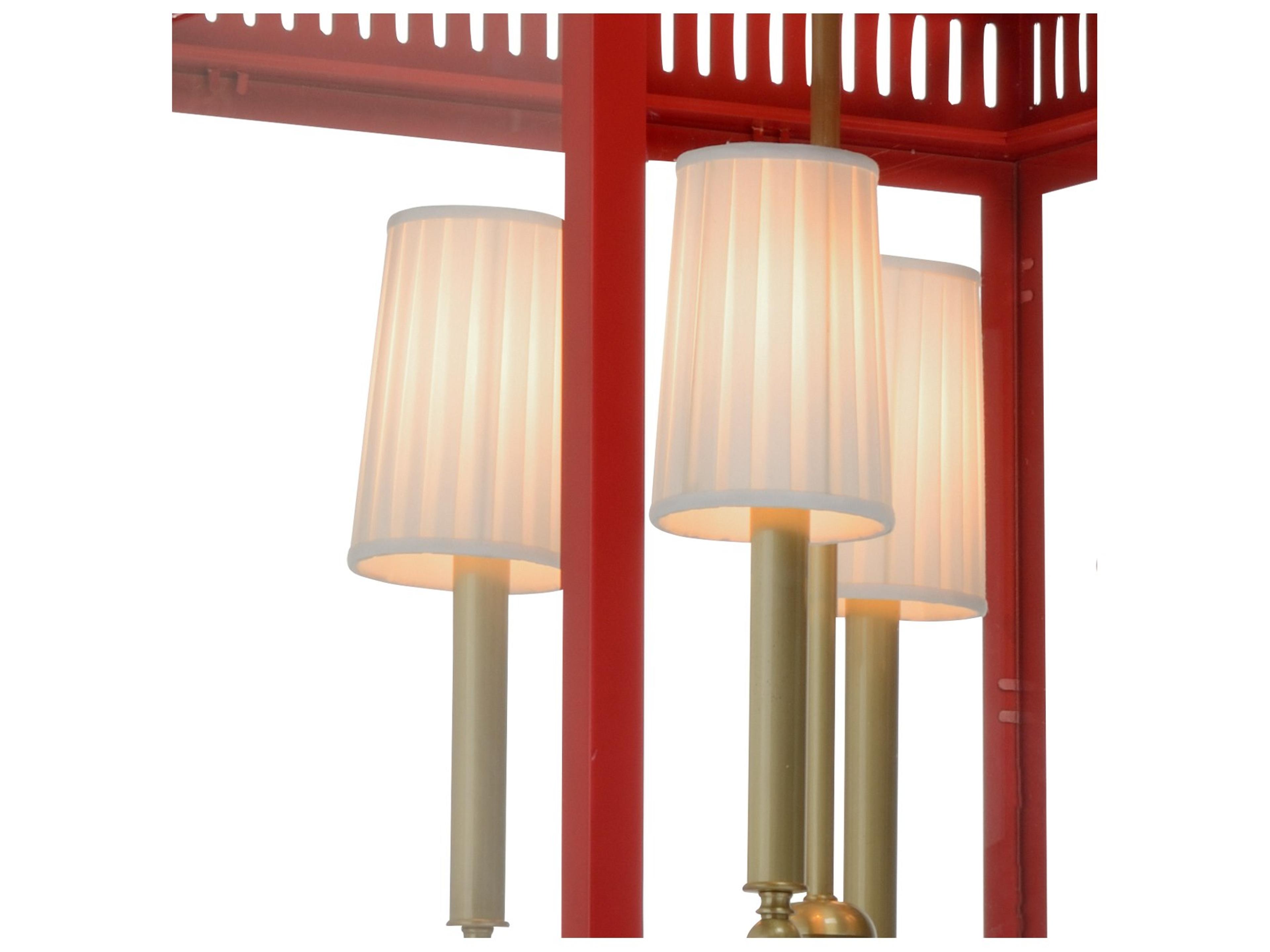 Wildwood Matthew Frederick 4-Light Antique Red Lacquer Clear Traditional Lantern Pendant