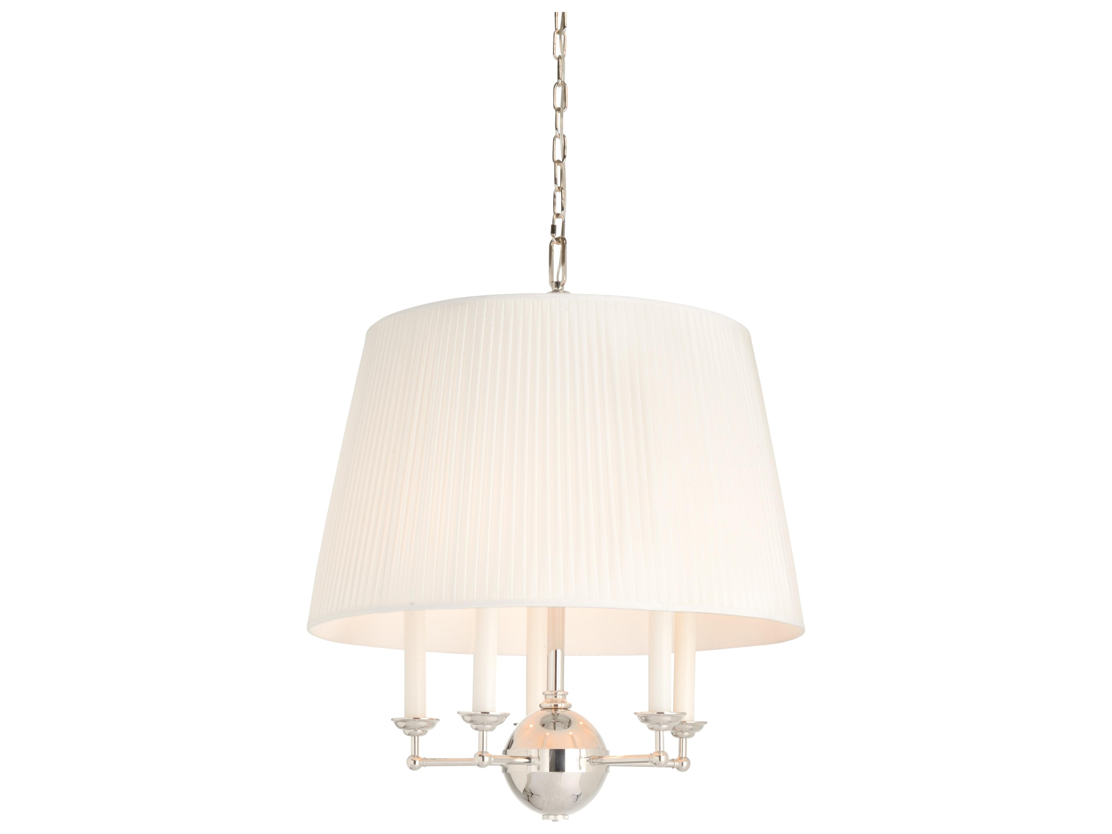 Matthew Frederick 5-Light Polished Nickel Off White Silkette Drum Pendant