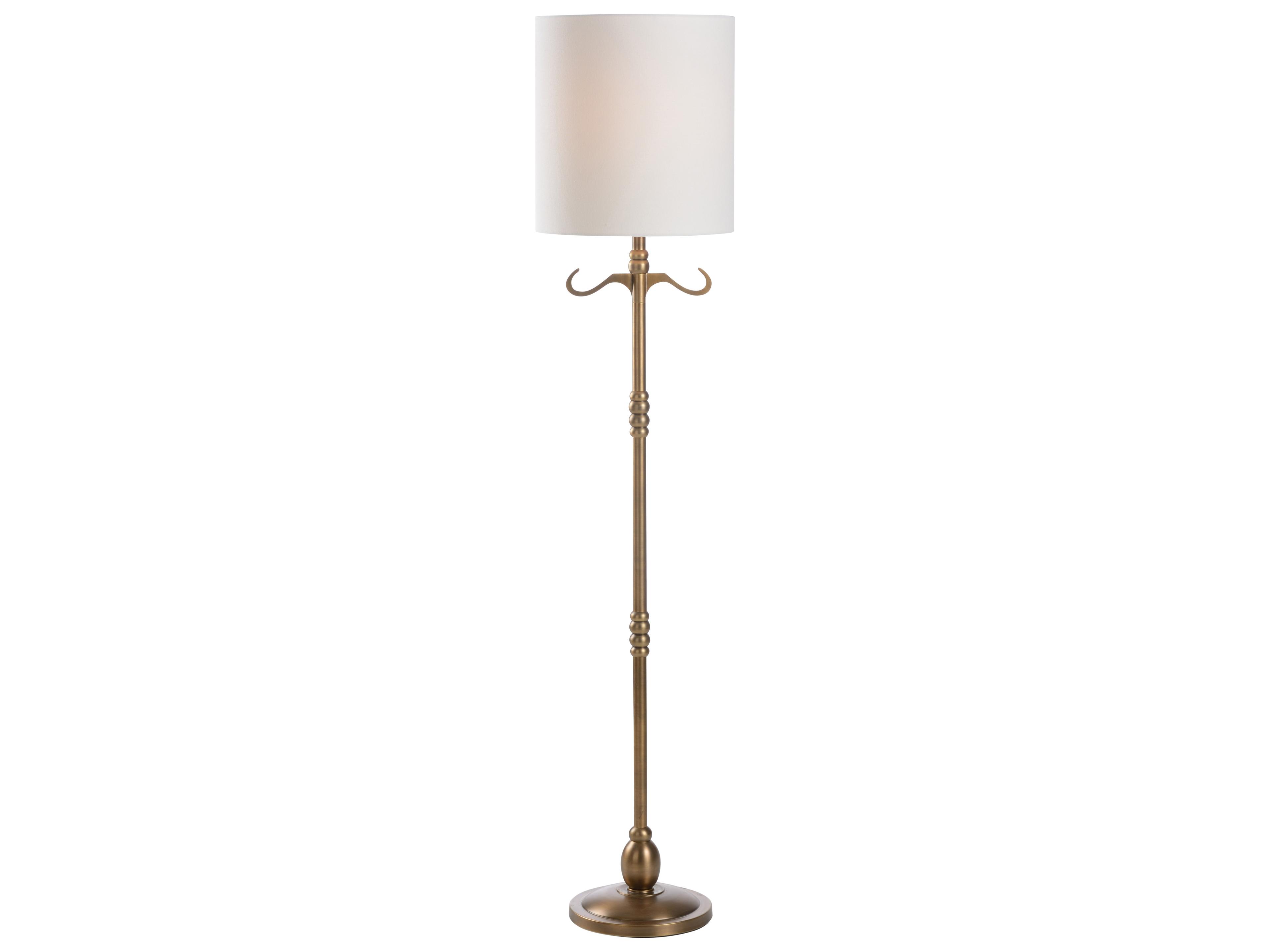 Larry Laslo Antique Brass Linen Traditional Floor Lamp