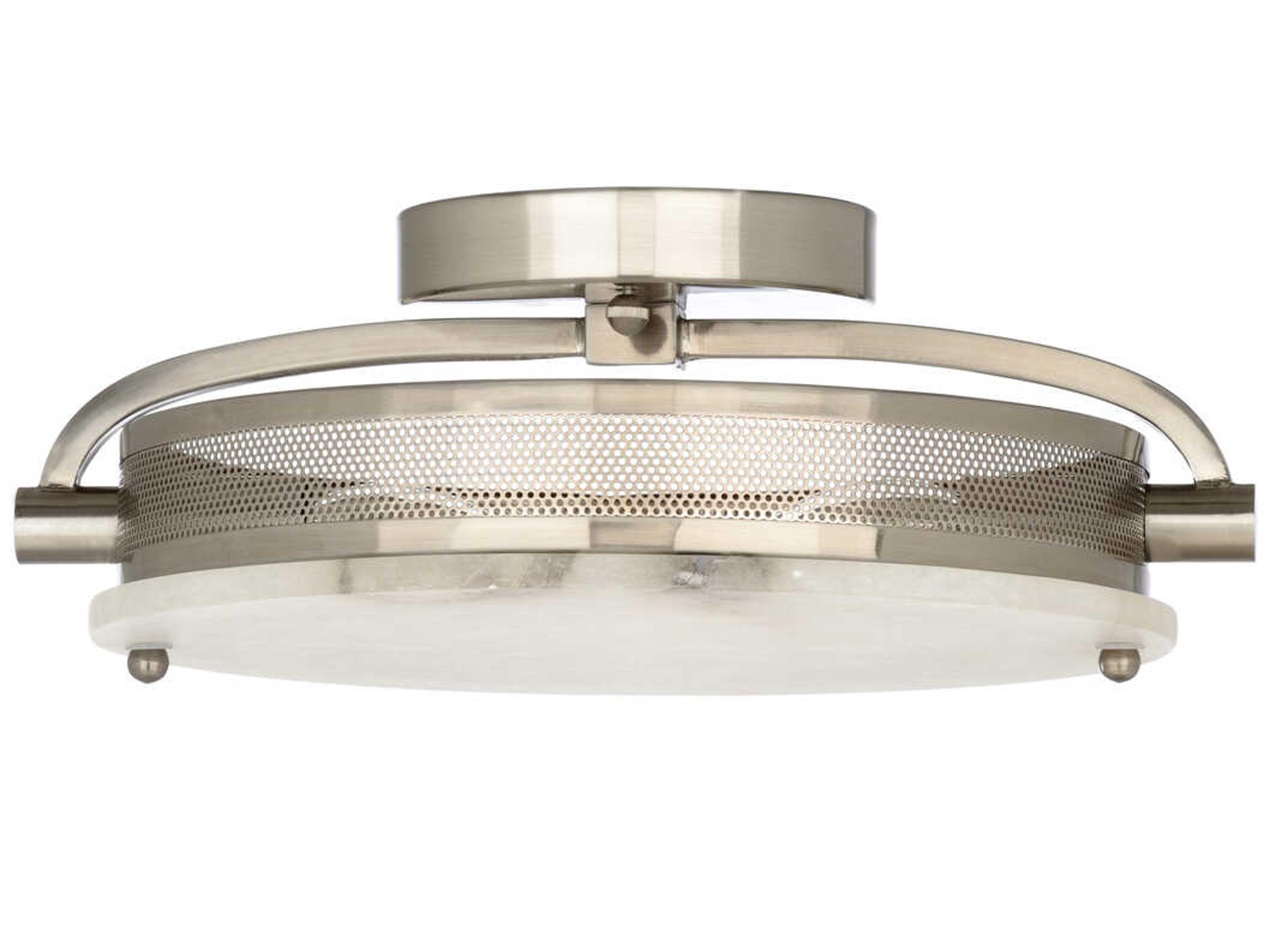 Moon 2-Light Nickel White Flush Mount