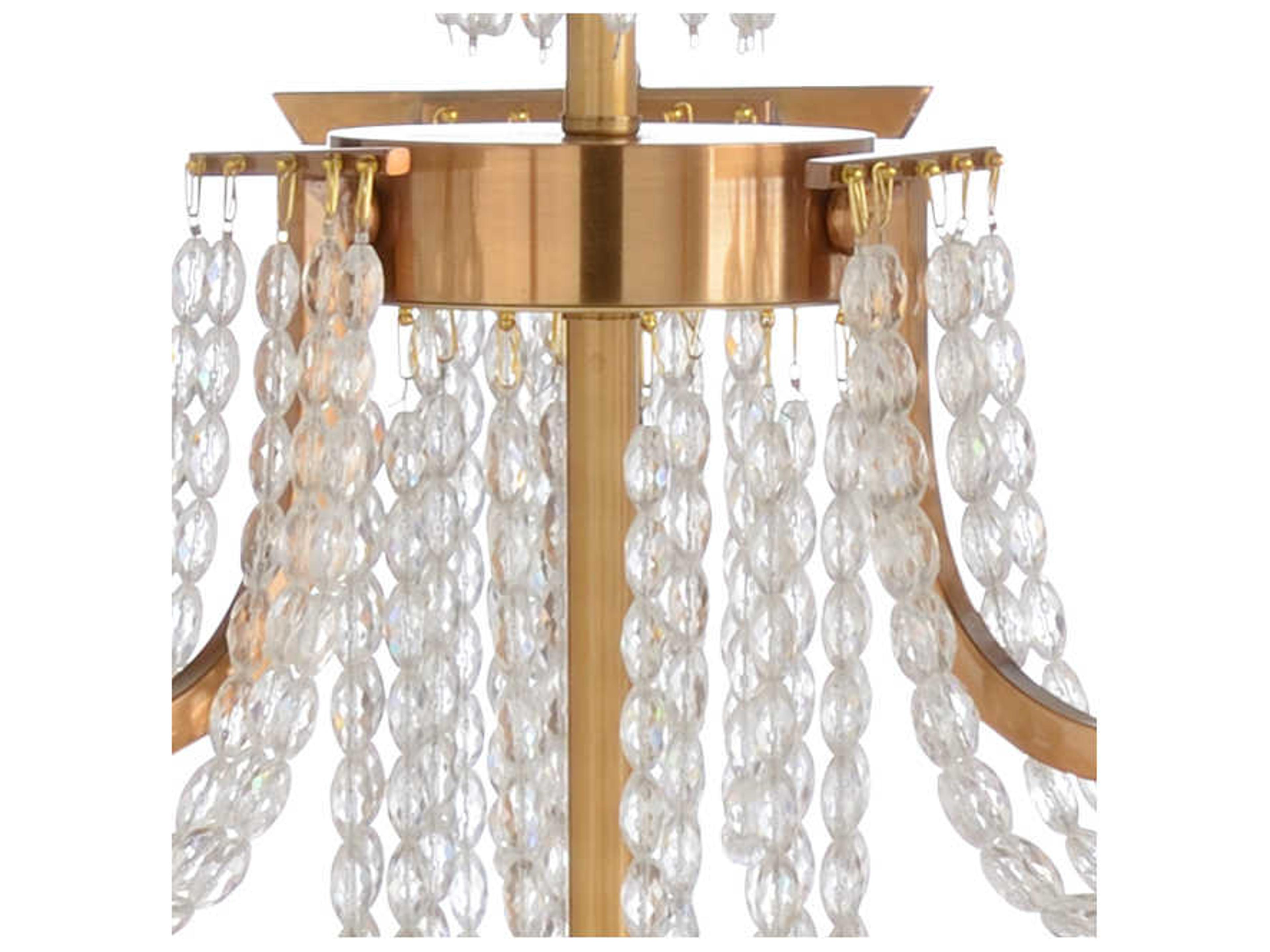 Wildwood Mackie 9-Light Antique Brass Clear Candelabra Tiered Chandelier