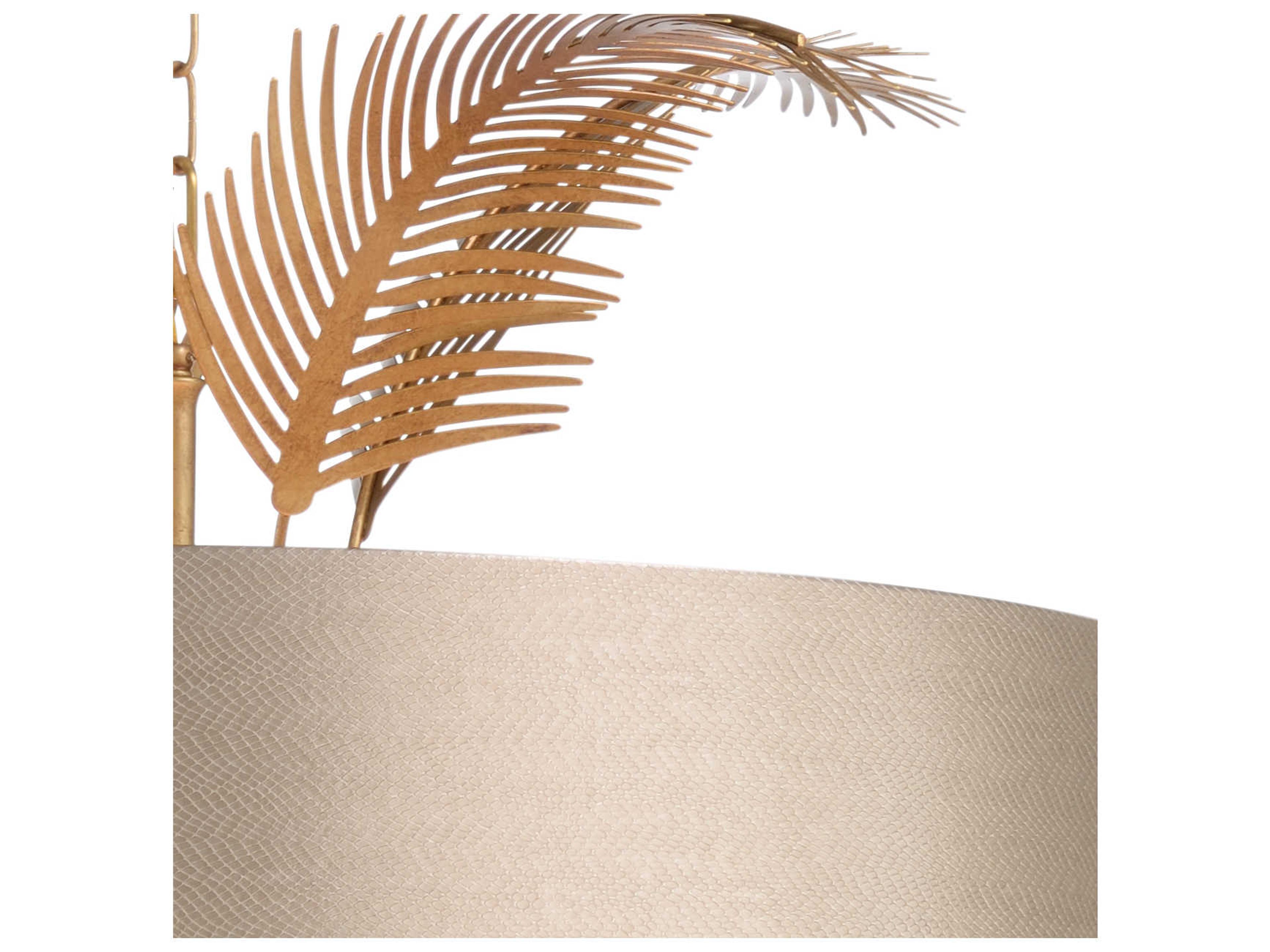 Wildwood Wild Palm 6-Light Antique Gold Drum Pendant