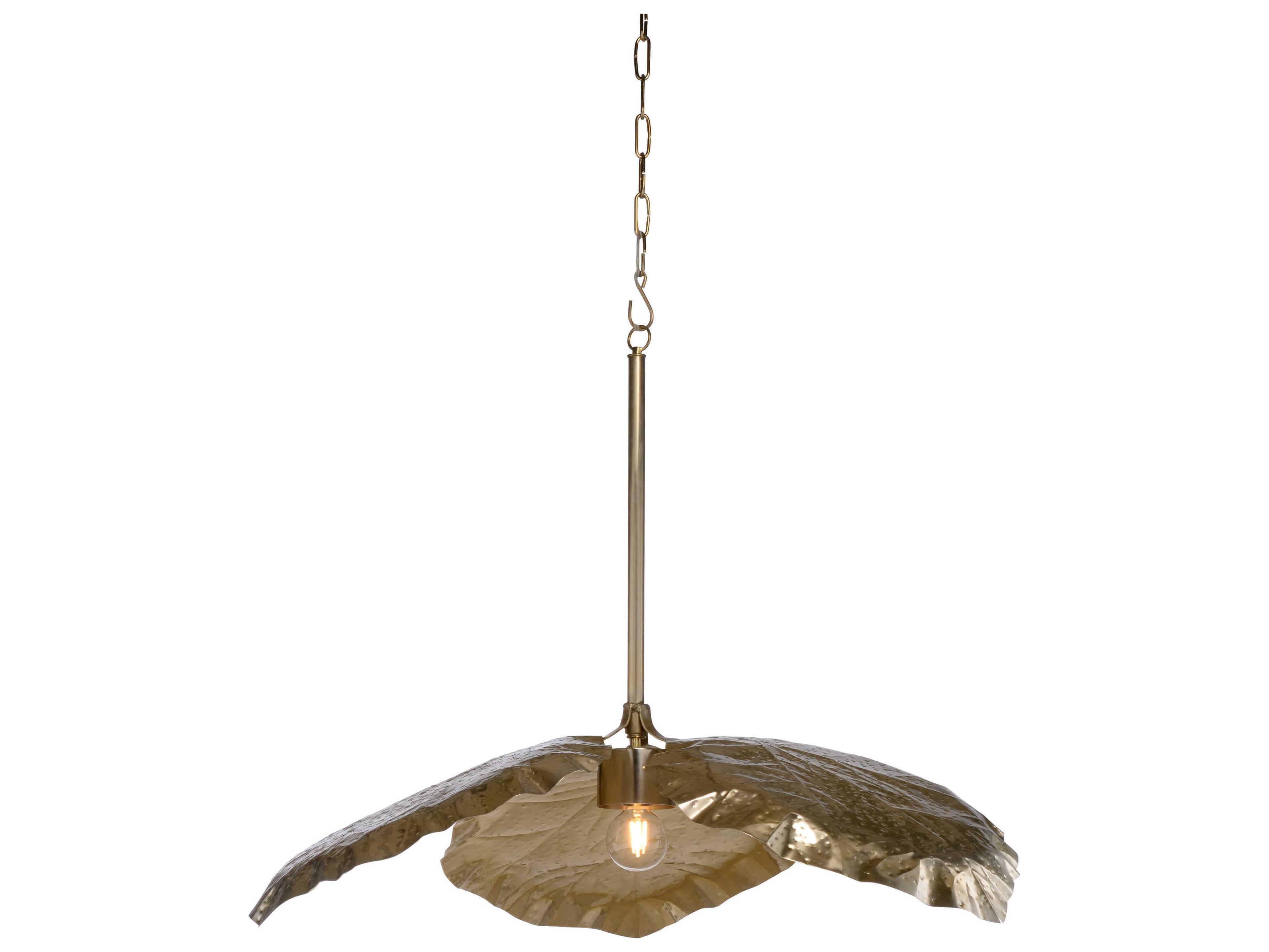 Wildwood Tropical Leaf 1-Light Antique Brass Pendant
