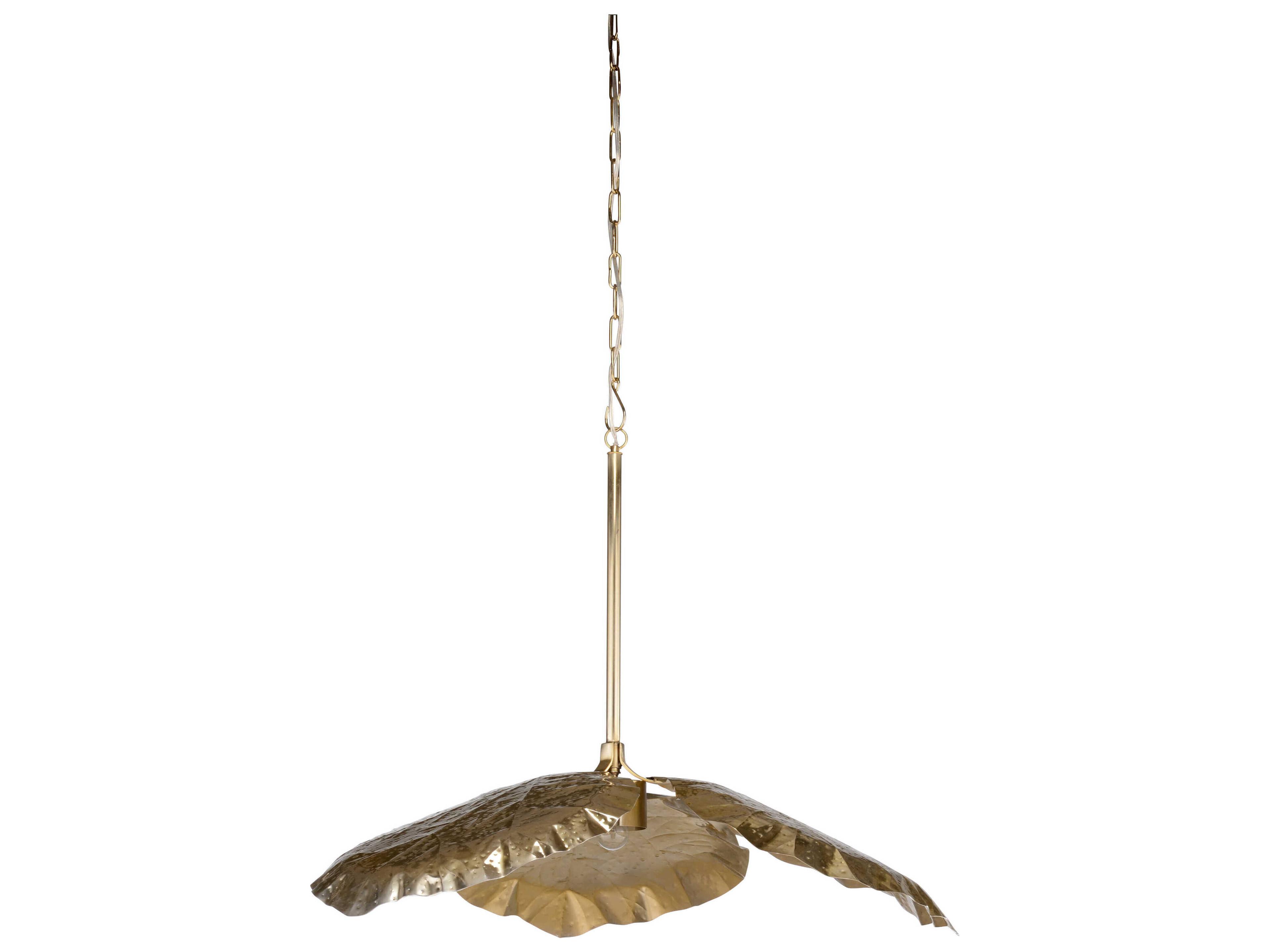 Wildwood Tropical Leaf 1-Light Antique Brass Pendant