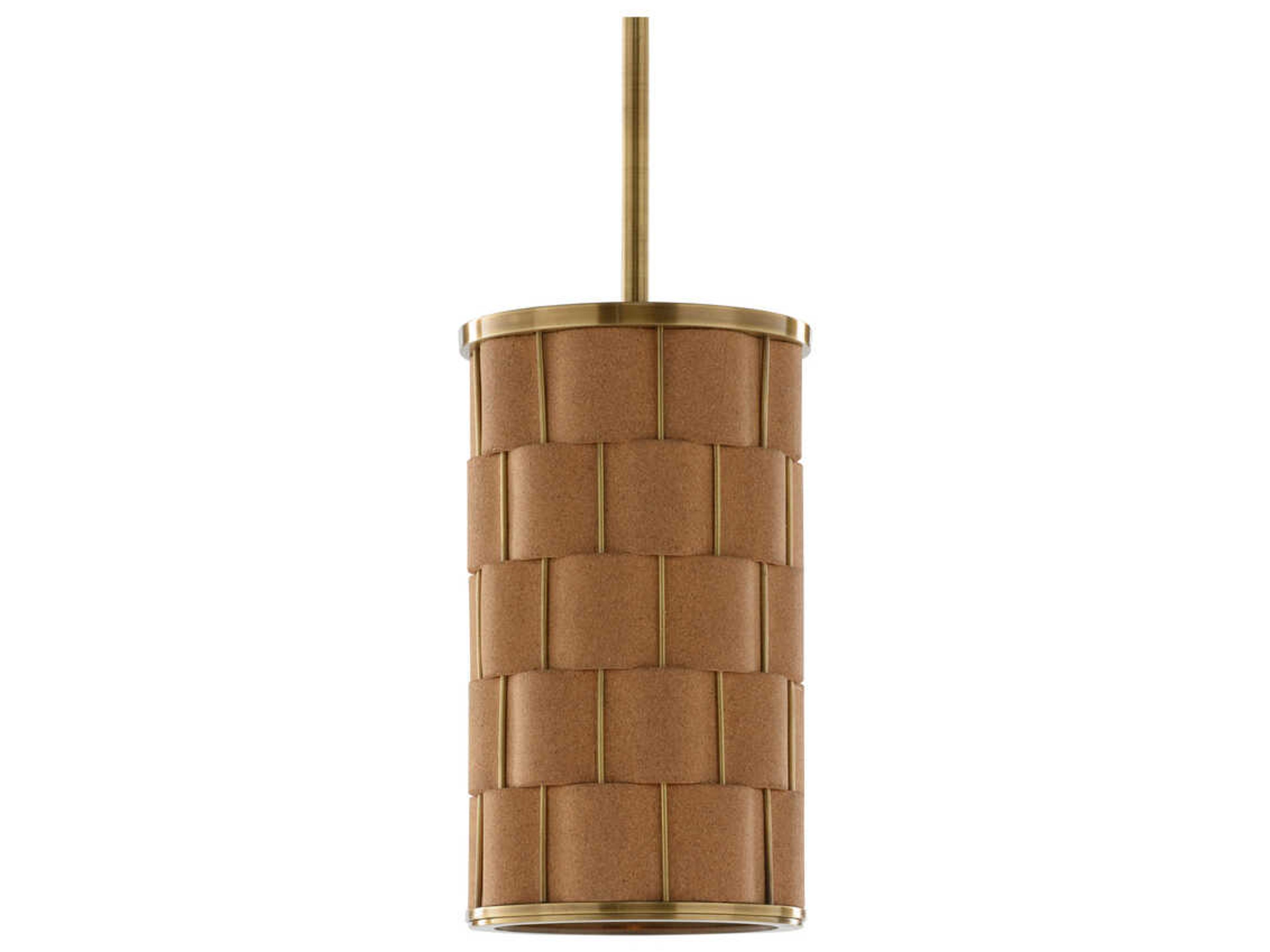 Wildwood Jura 1-Light Natural Antique Brass Cylinder Mini Pendant