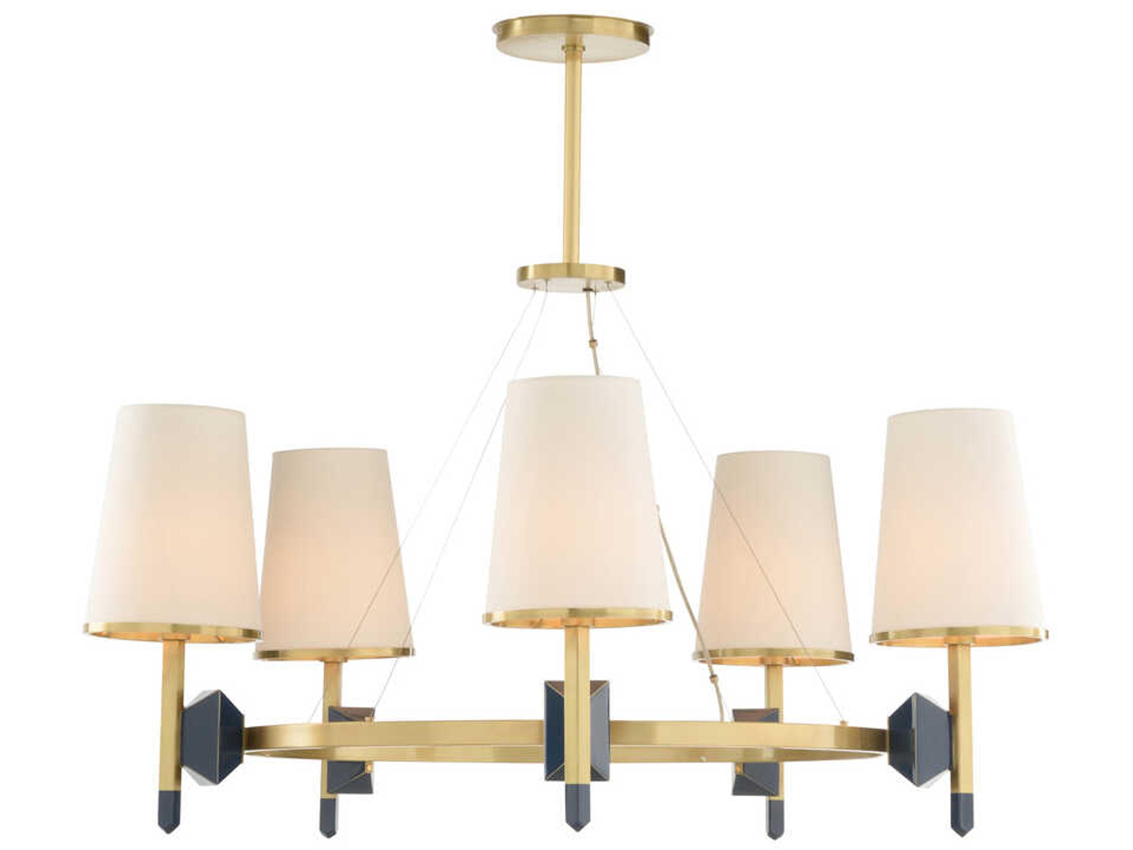 Zuri 5-Light Antique Brass Blue Chandelier