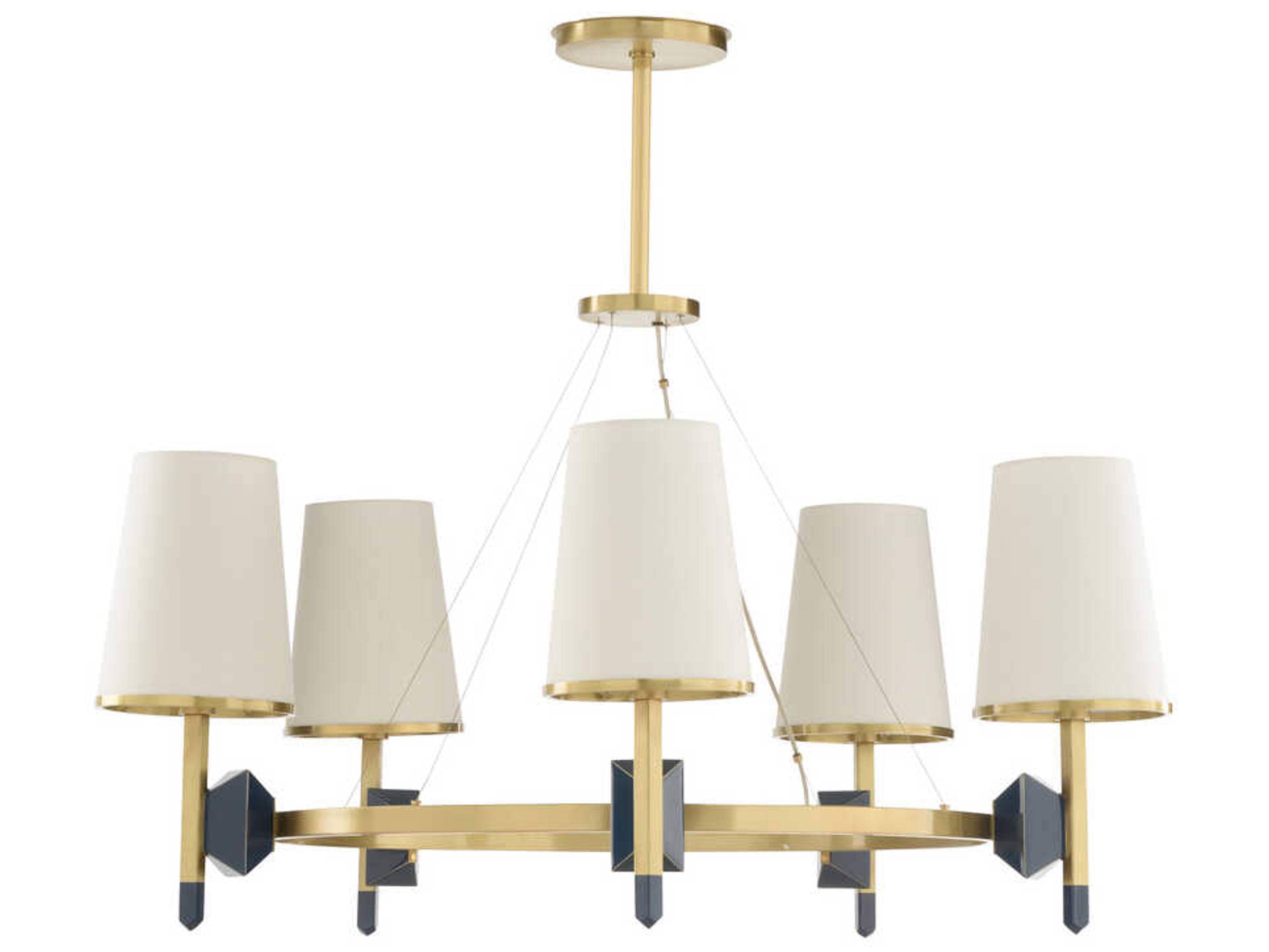 Wildwood Zuri 5-Light Antique Brass Blue Chandelier