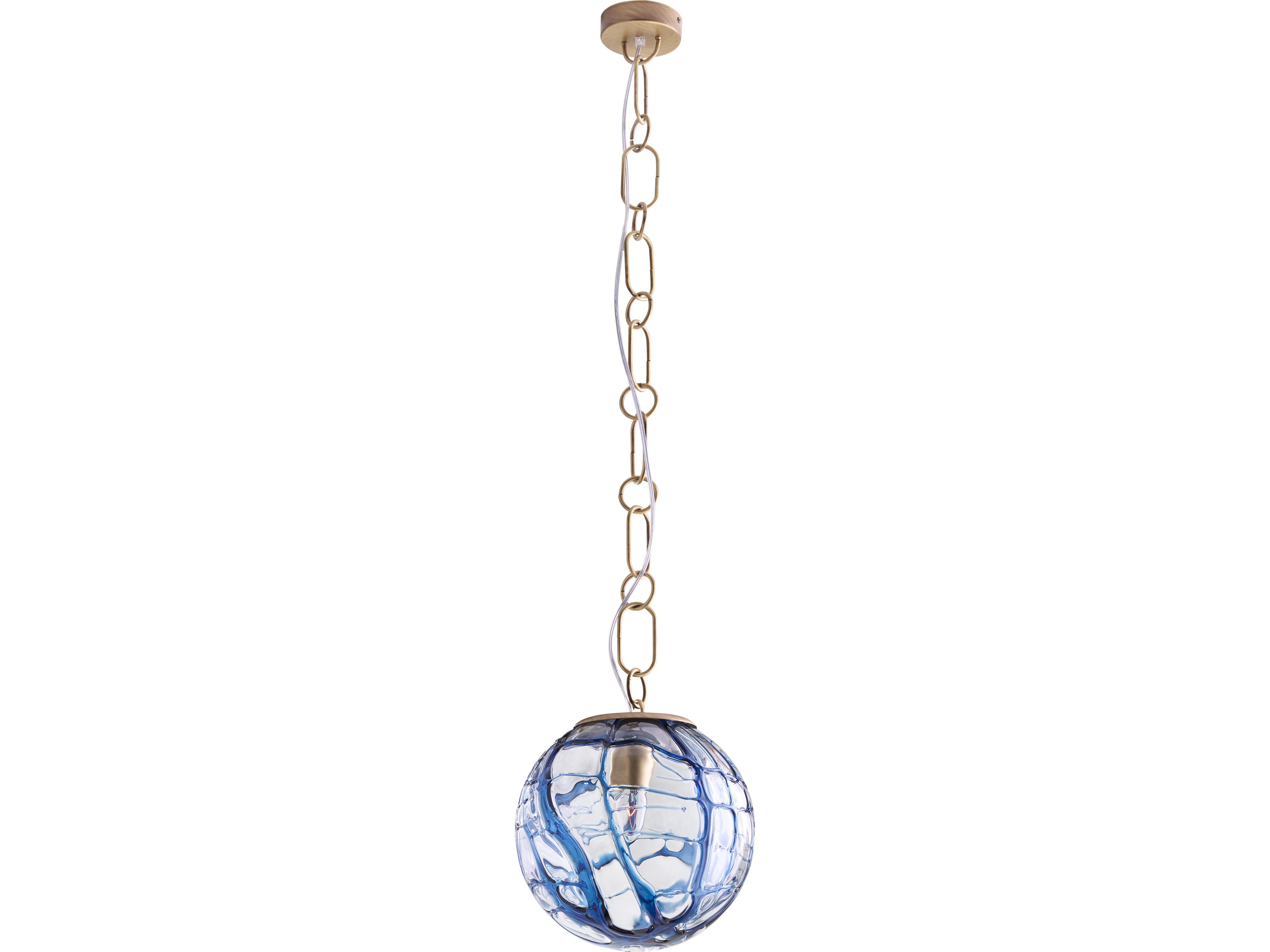 1-Light Blue Globe Mini Pendant