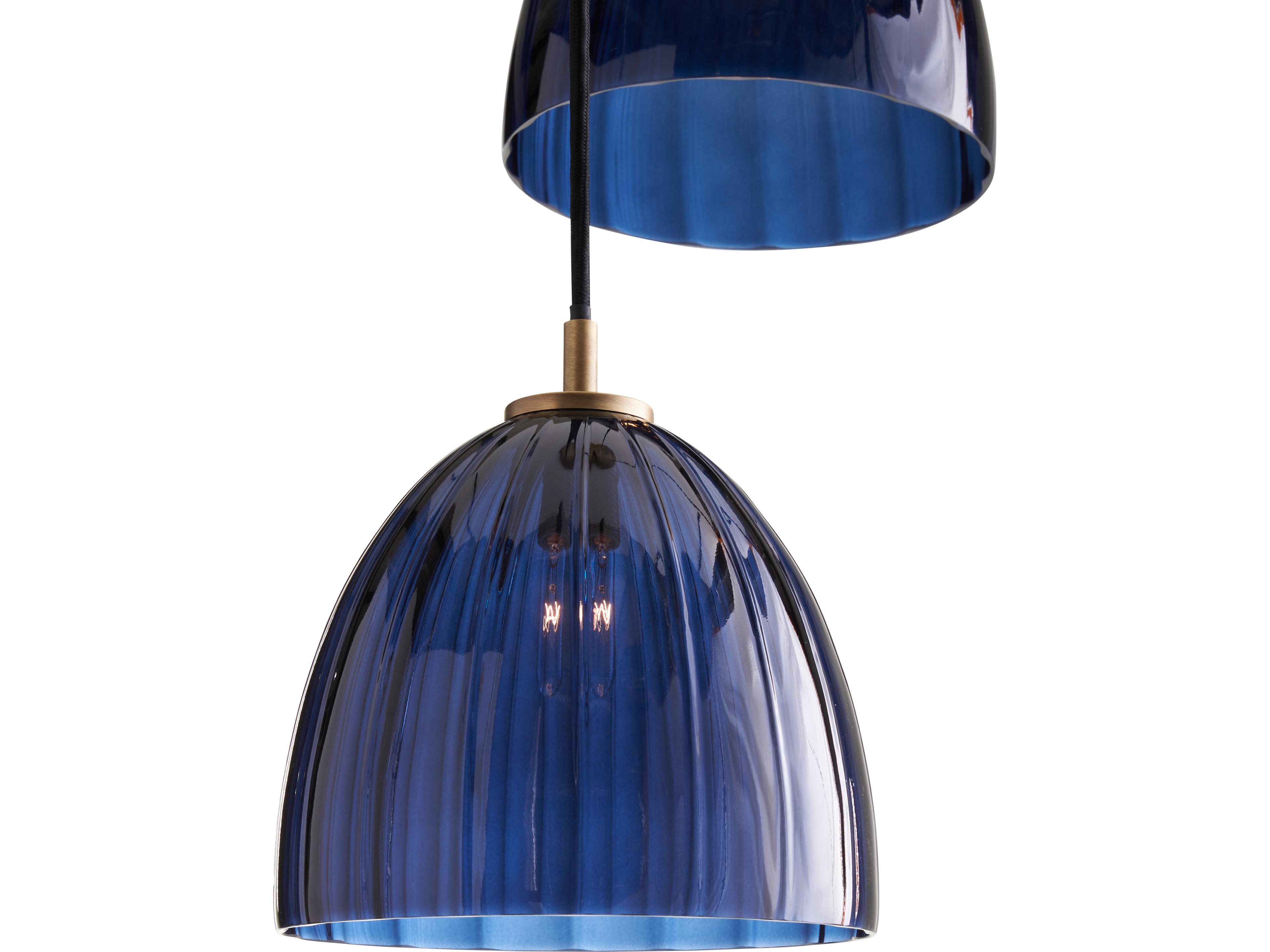 Wildwood 3-Light Blue Avio Antique Brass Dome Pendant