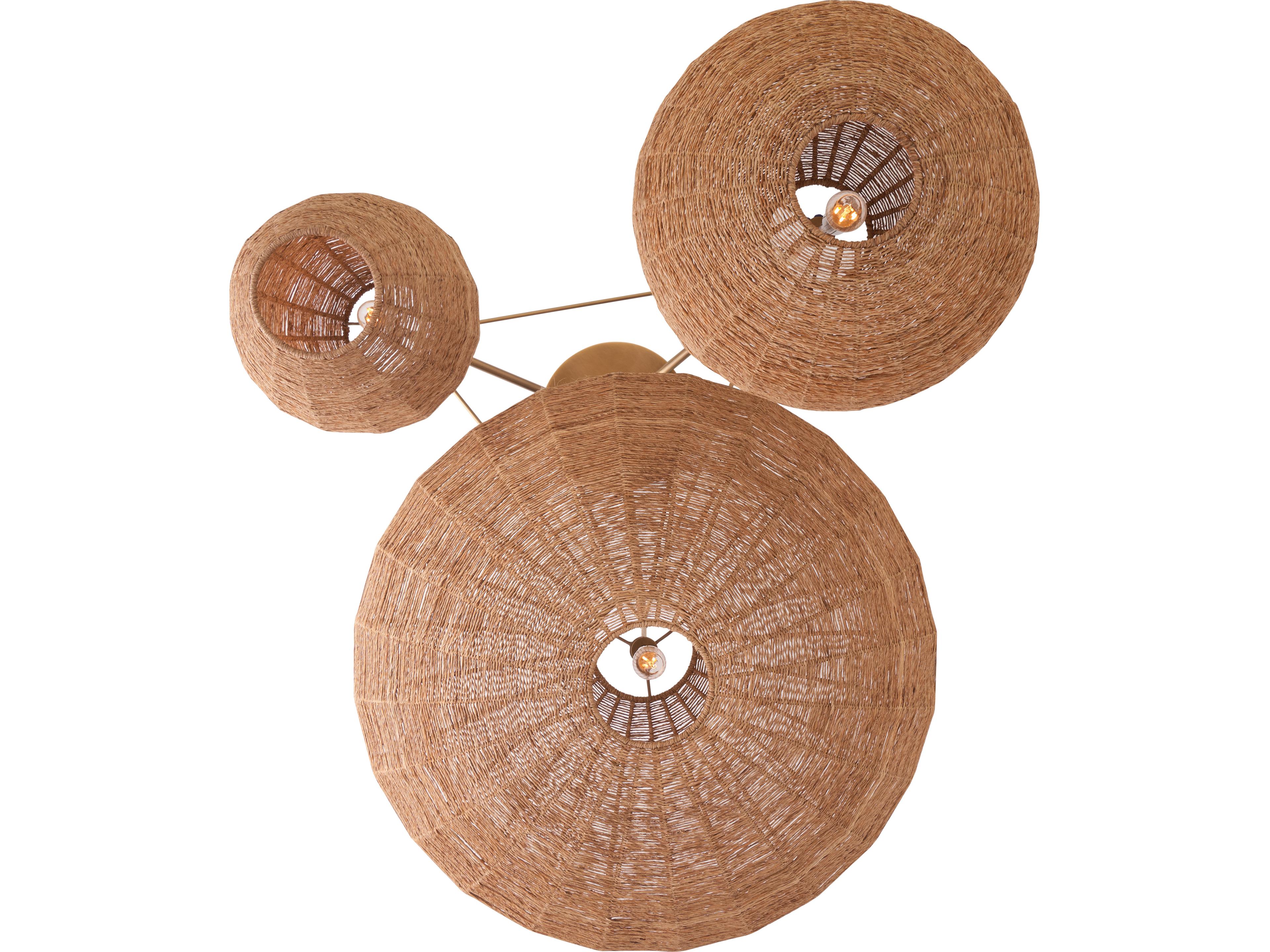 Wildwood 3-Light Natural Antique Brass Brown Cylinder Globe Pendant