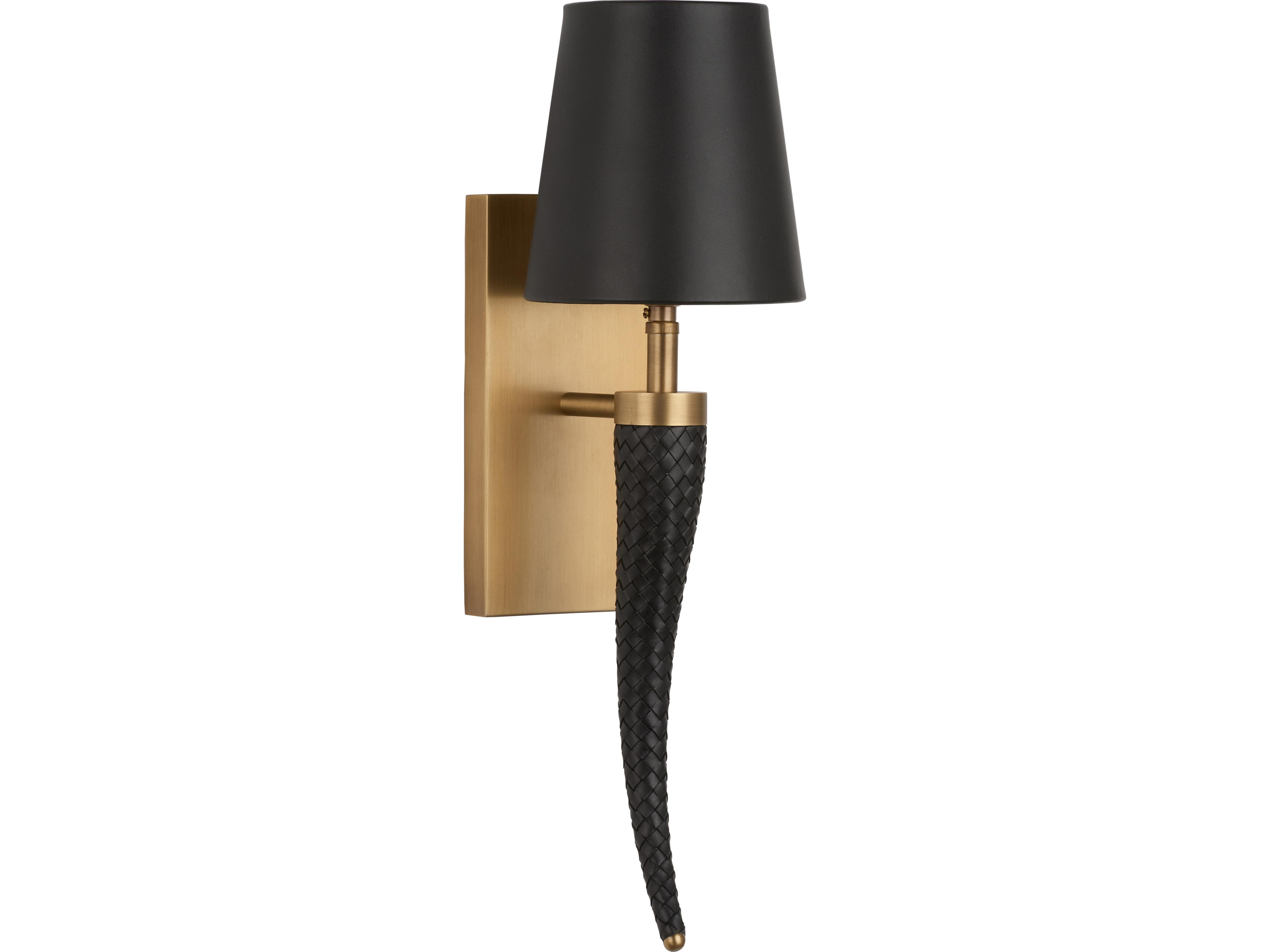 1-Light Antique Brass Black Wall Sconce