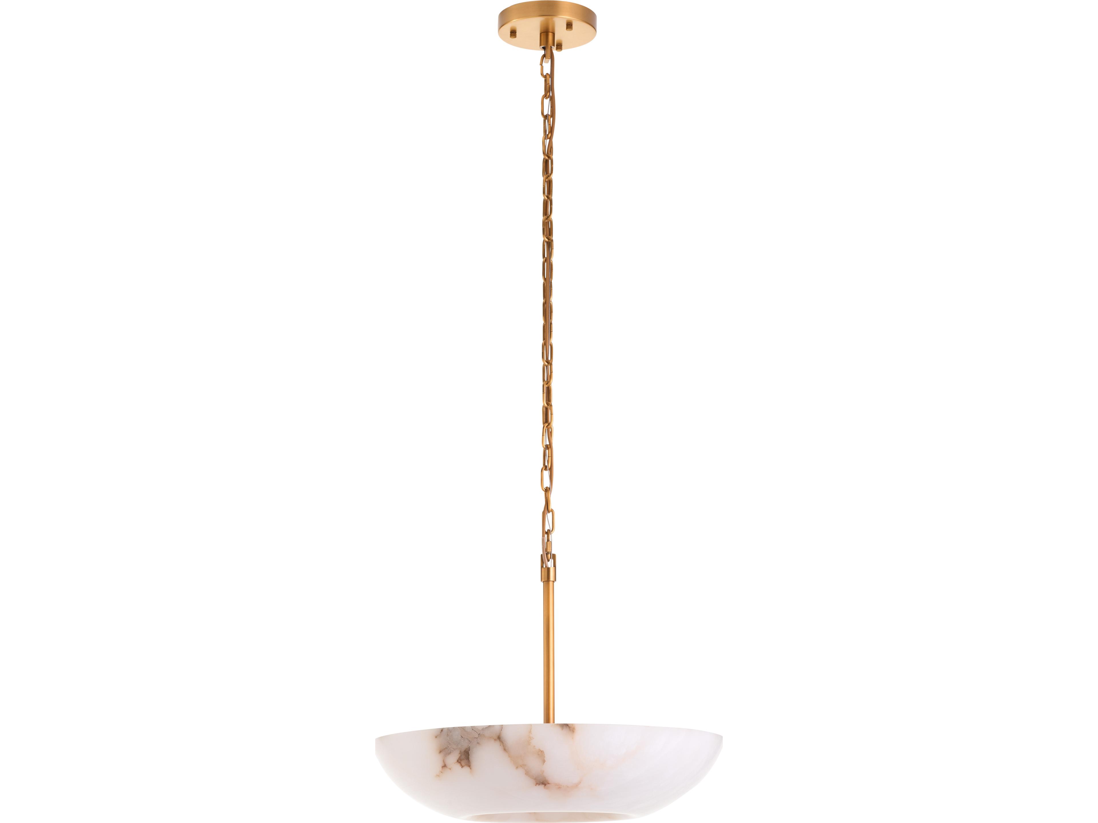 Wildwood Natural White Antique Brass Bowl Pendant