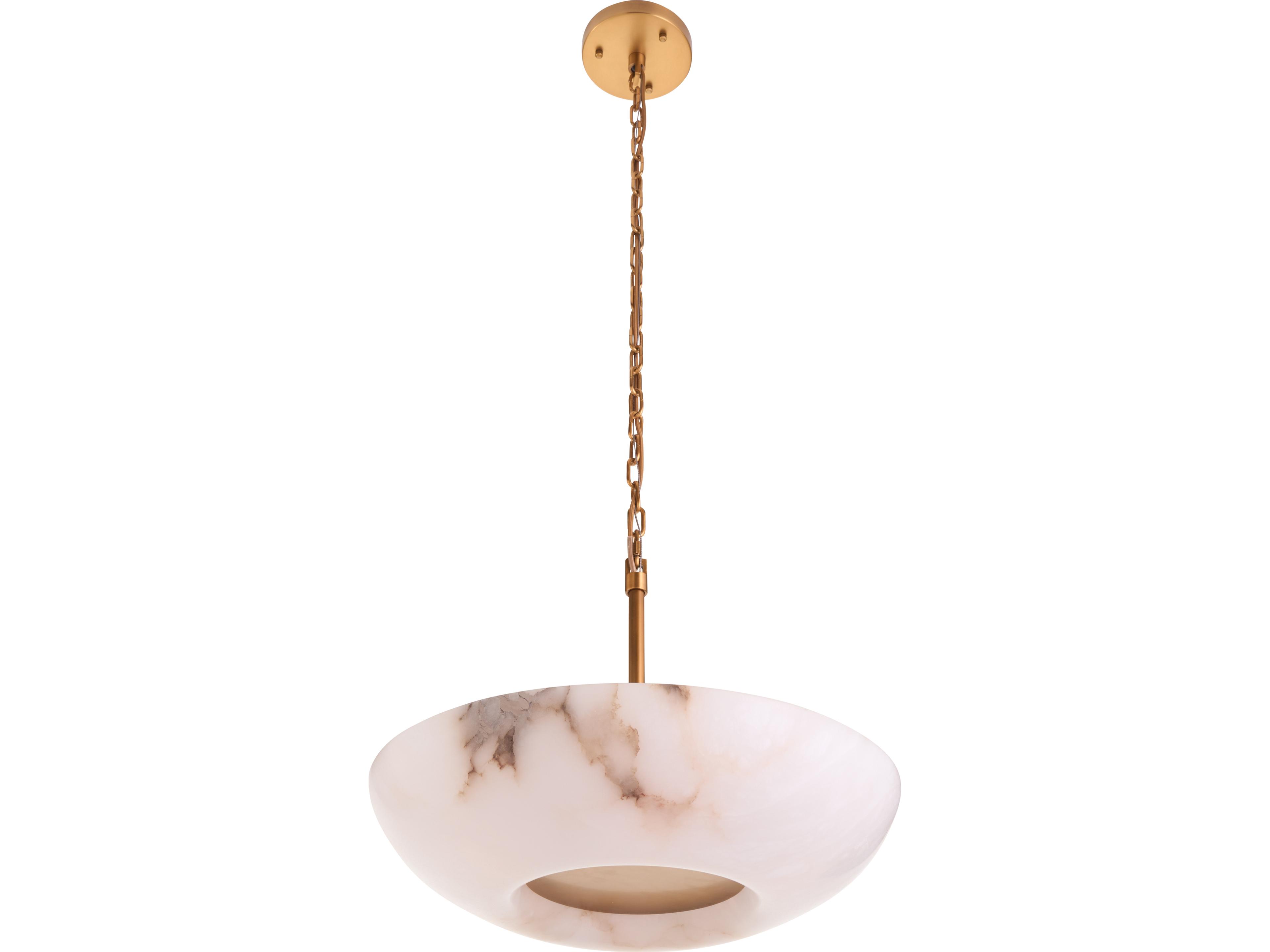 Wildwood Natural White Antique Brass Bowl Pendant