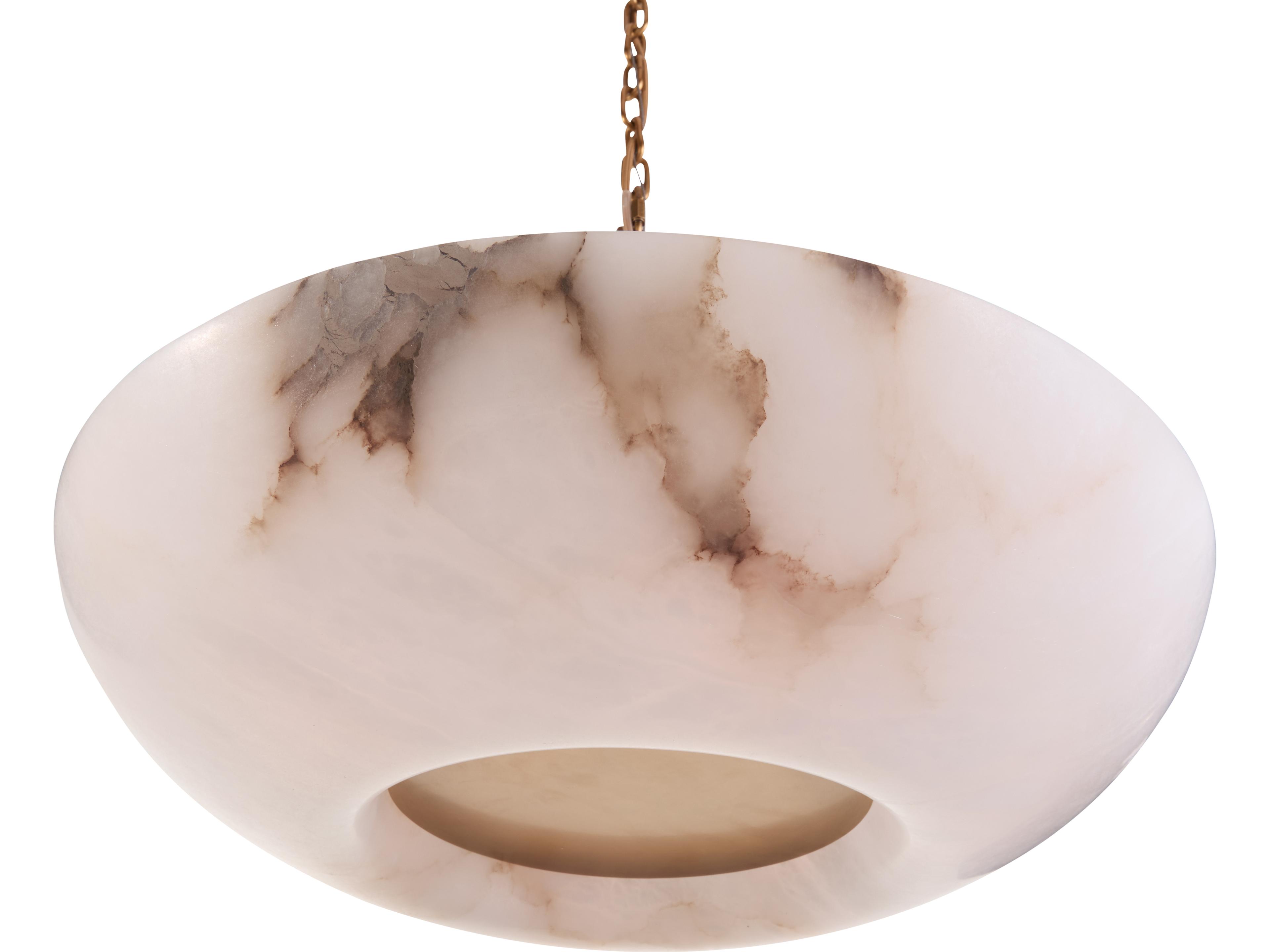 Wildwood Natural White Antique Brass Bowl Pendant