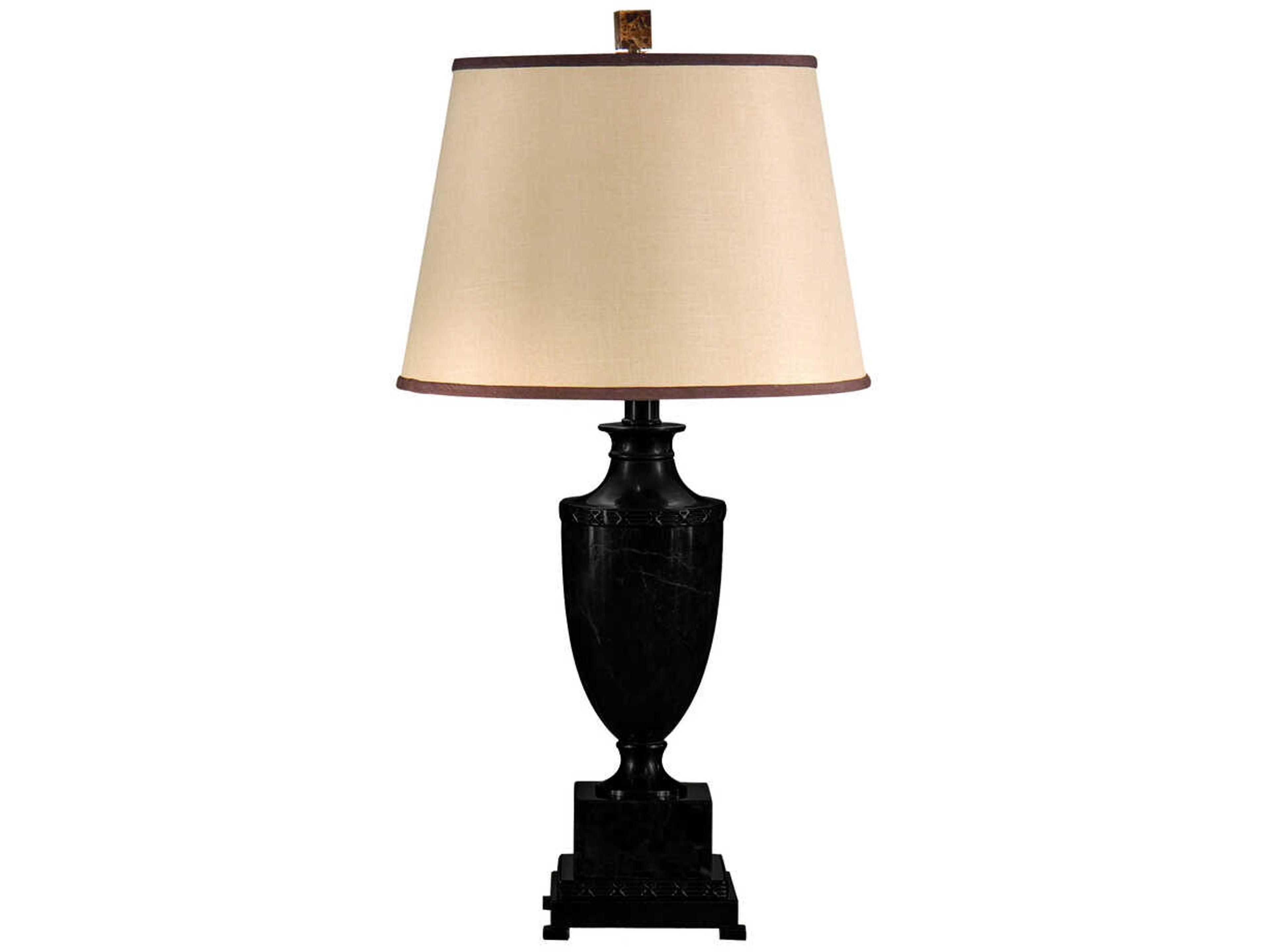 Marble Urn Natural Brown Tan Silk Bronze Buffet Lamp
