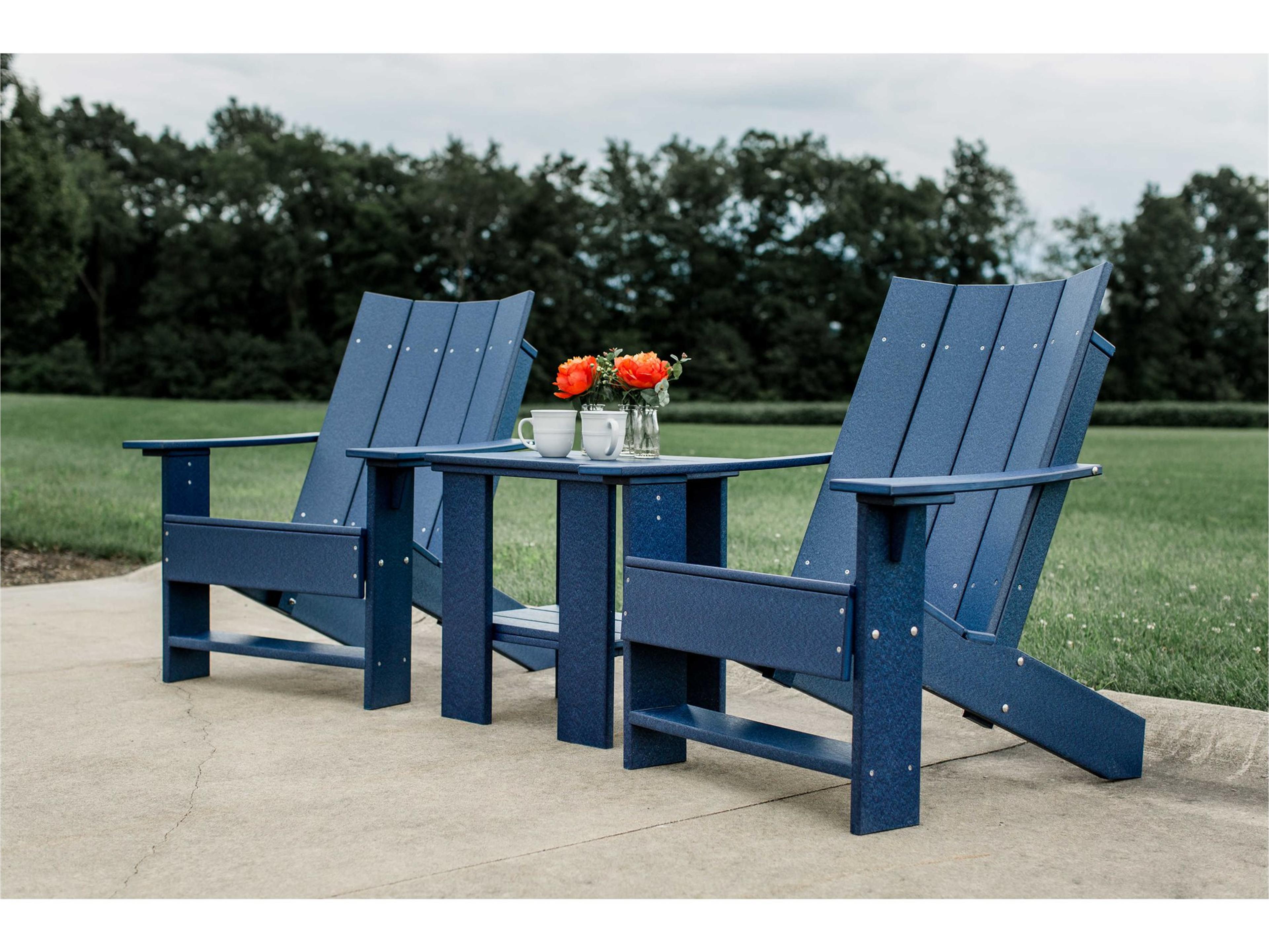 Contemporary Recycled Plastic 3 Piece Patio Lounge Set