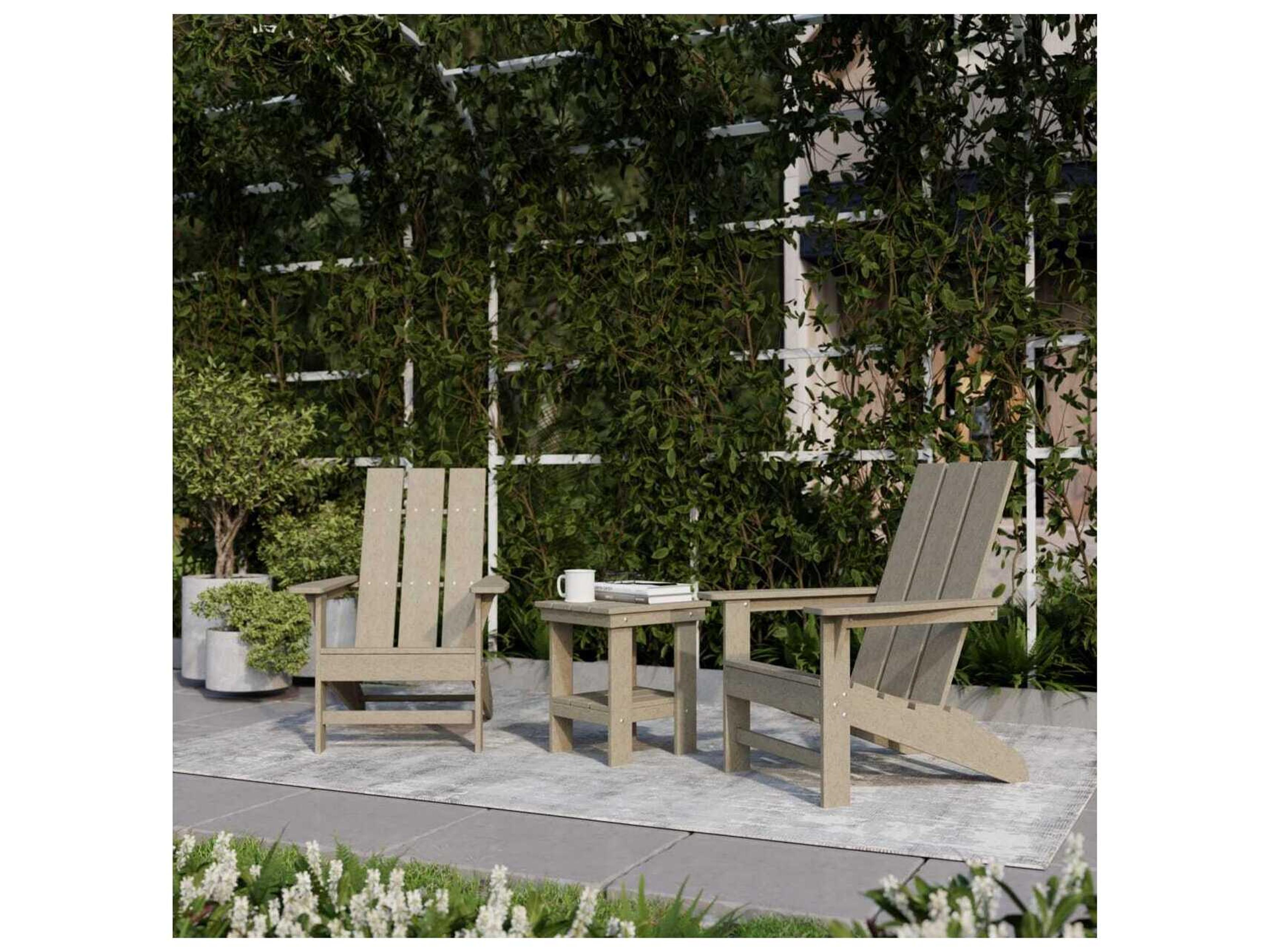 Wildridge Freedom Recycled Plastic Patio 3 Piece Modern Adirondack Set
