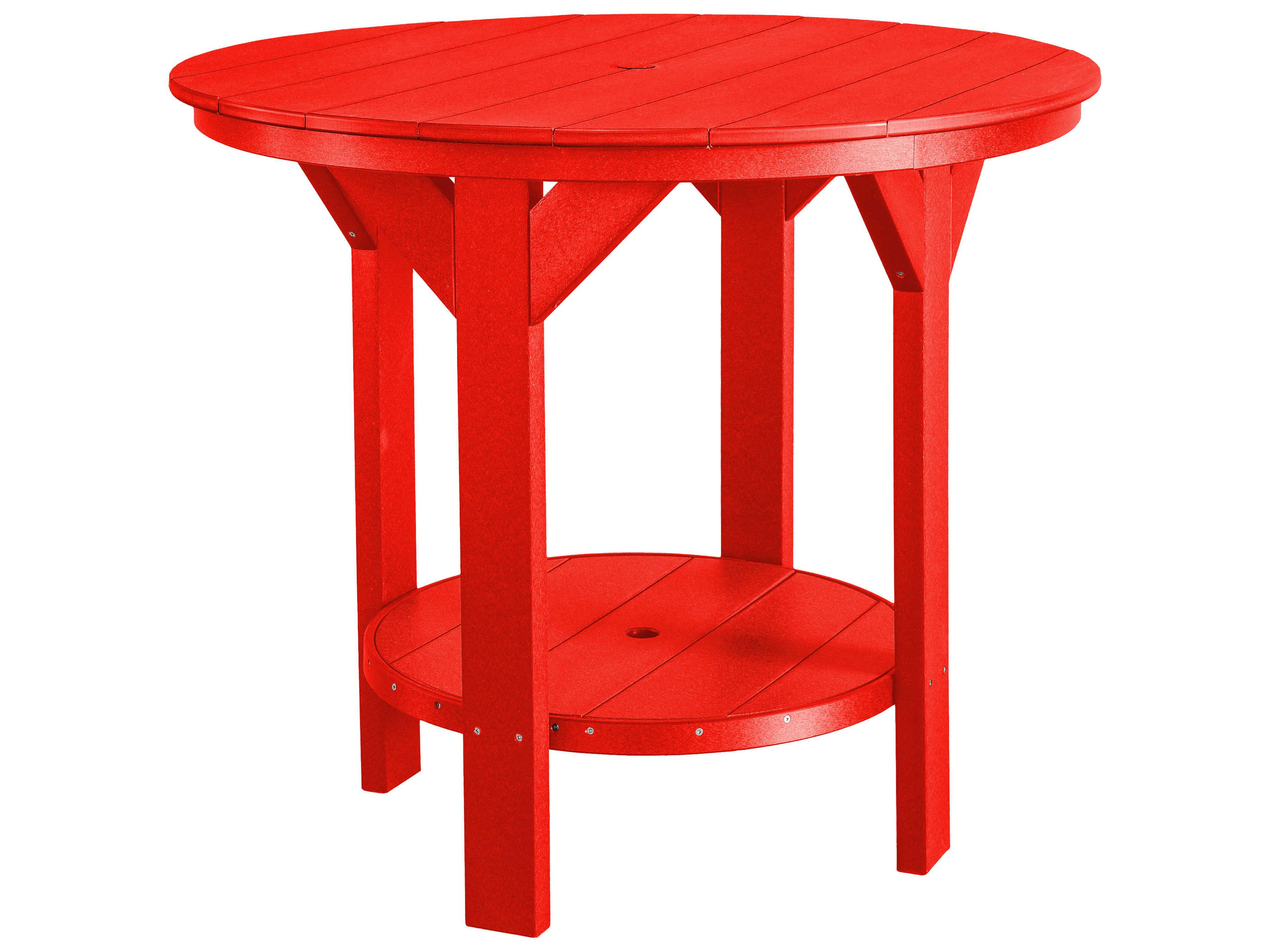 Wildridge Heritage Recycled Plastic Round Patio Counter Table with Umbrella Hole