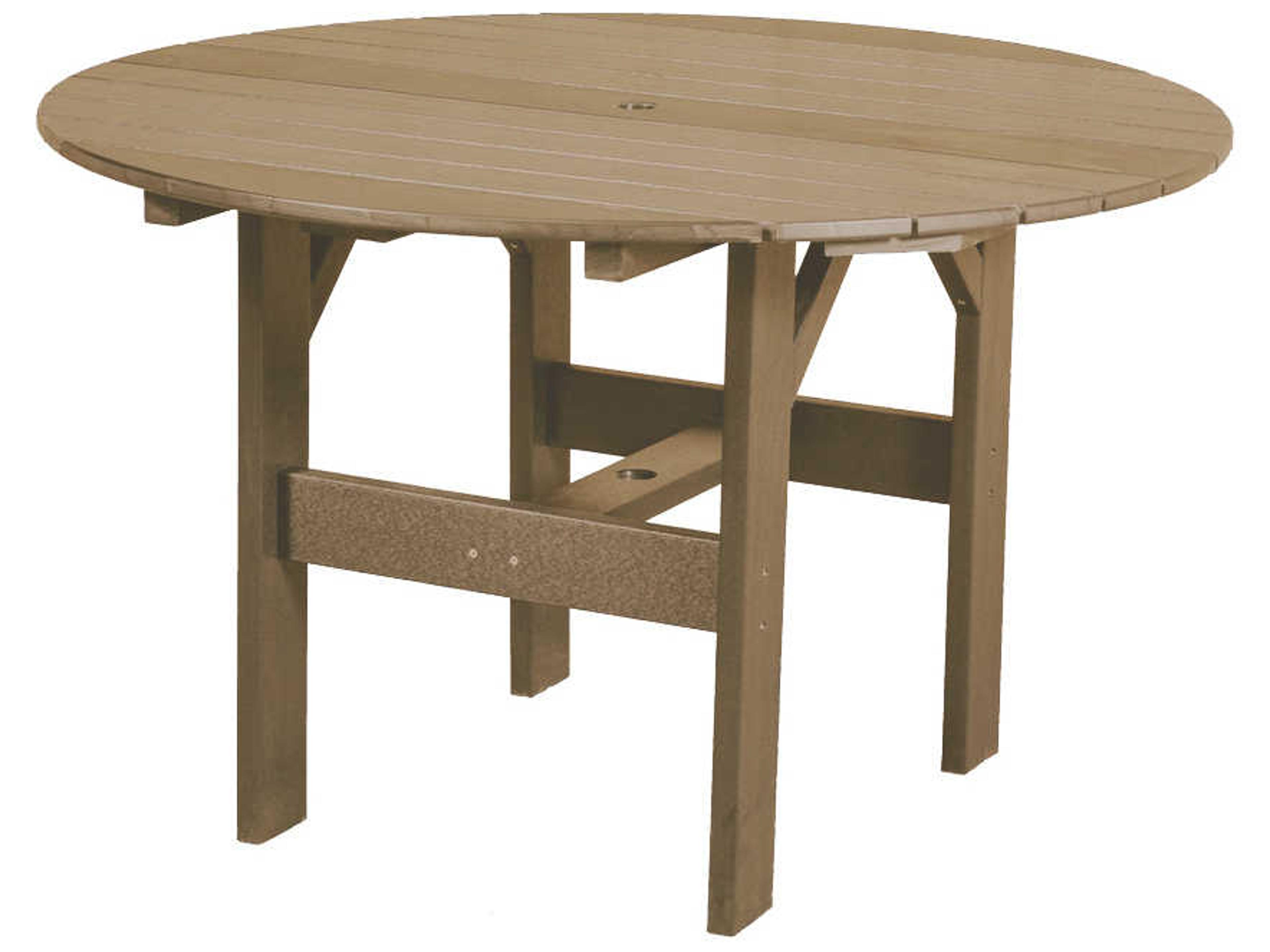Wildridge Classic Recycled Plastic Round Outdoor Patio Dining Table with Umbrella Hole