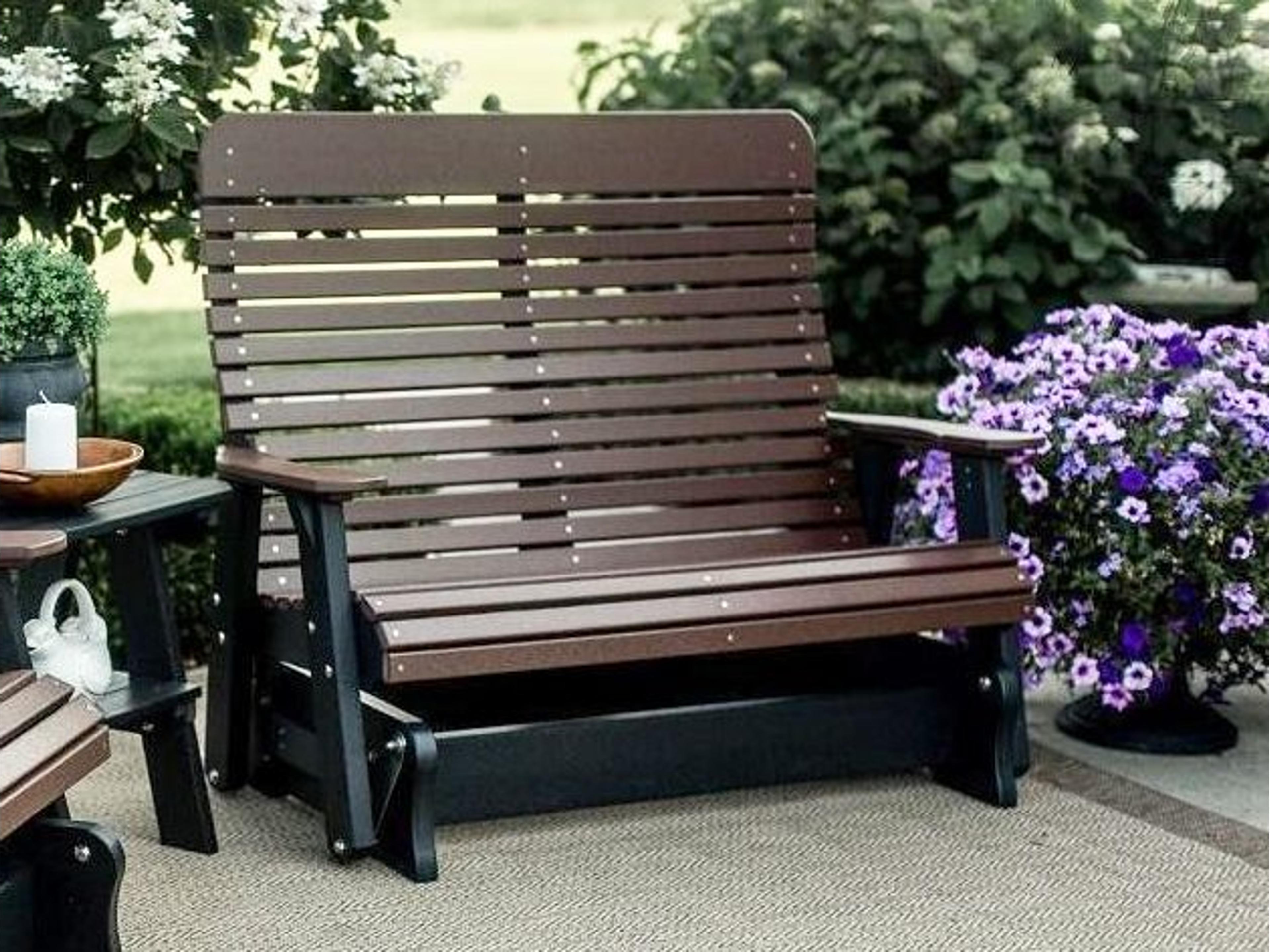 Signature Recycled Plastic Highback Double Glider Outdoor Patio Loveseat