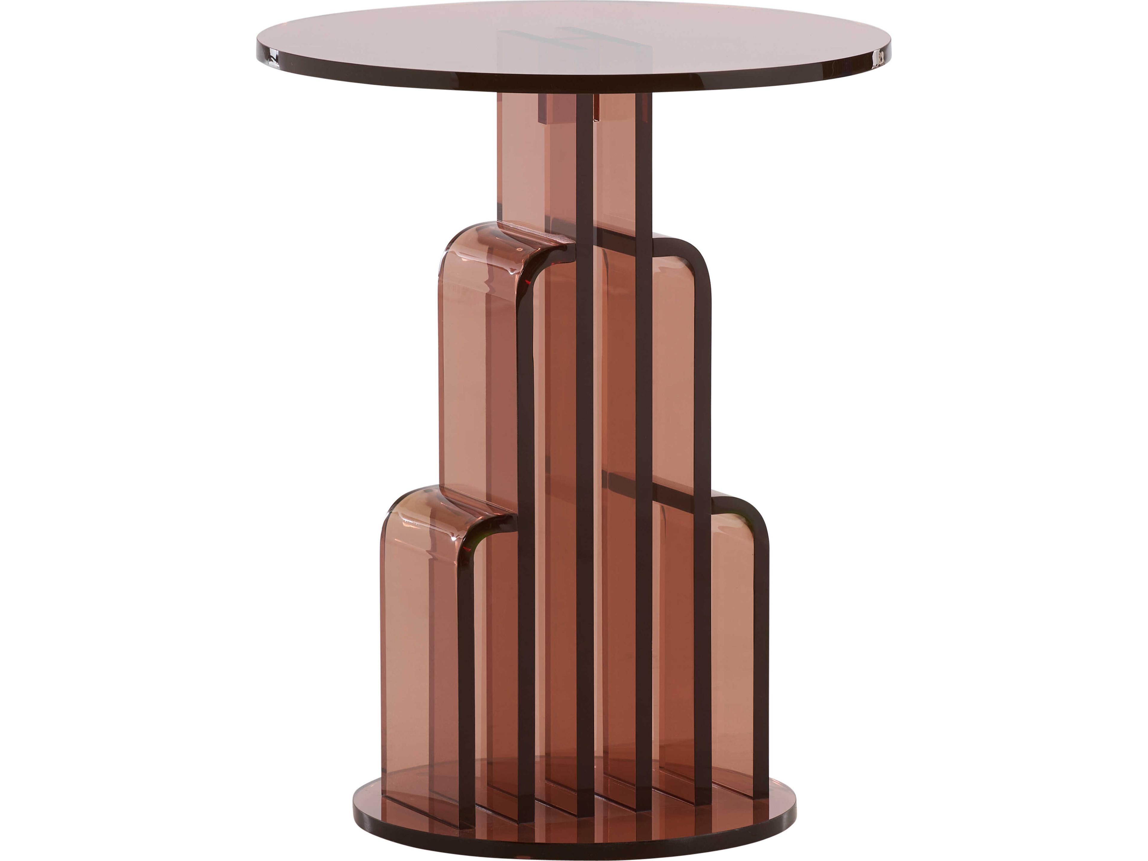 Round Acrylic Brown End Table