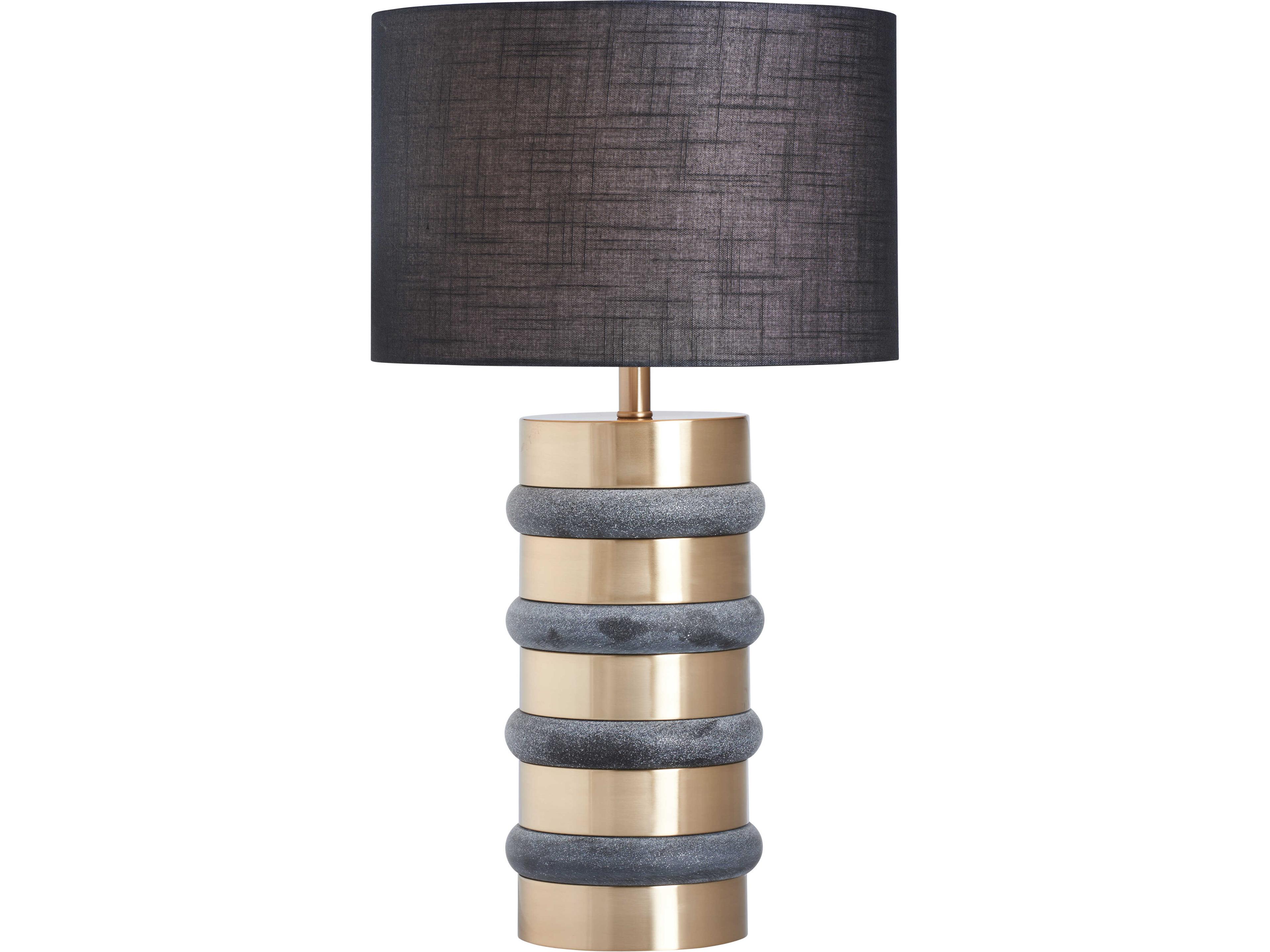 Wildwood Black Linen Brass Table Lamp