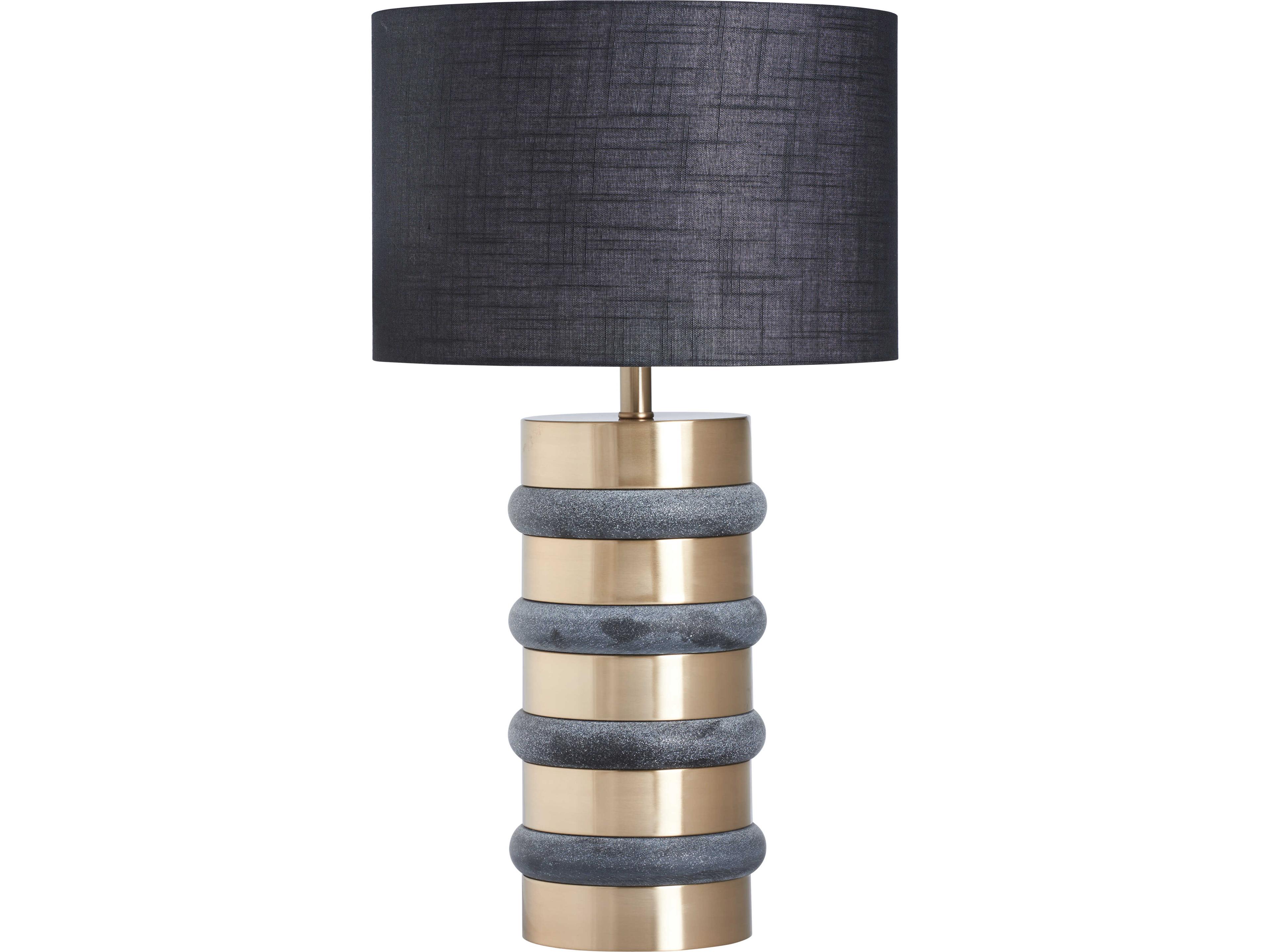 Wildwood Black Linen Brass Table Lamp