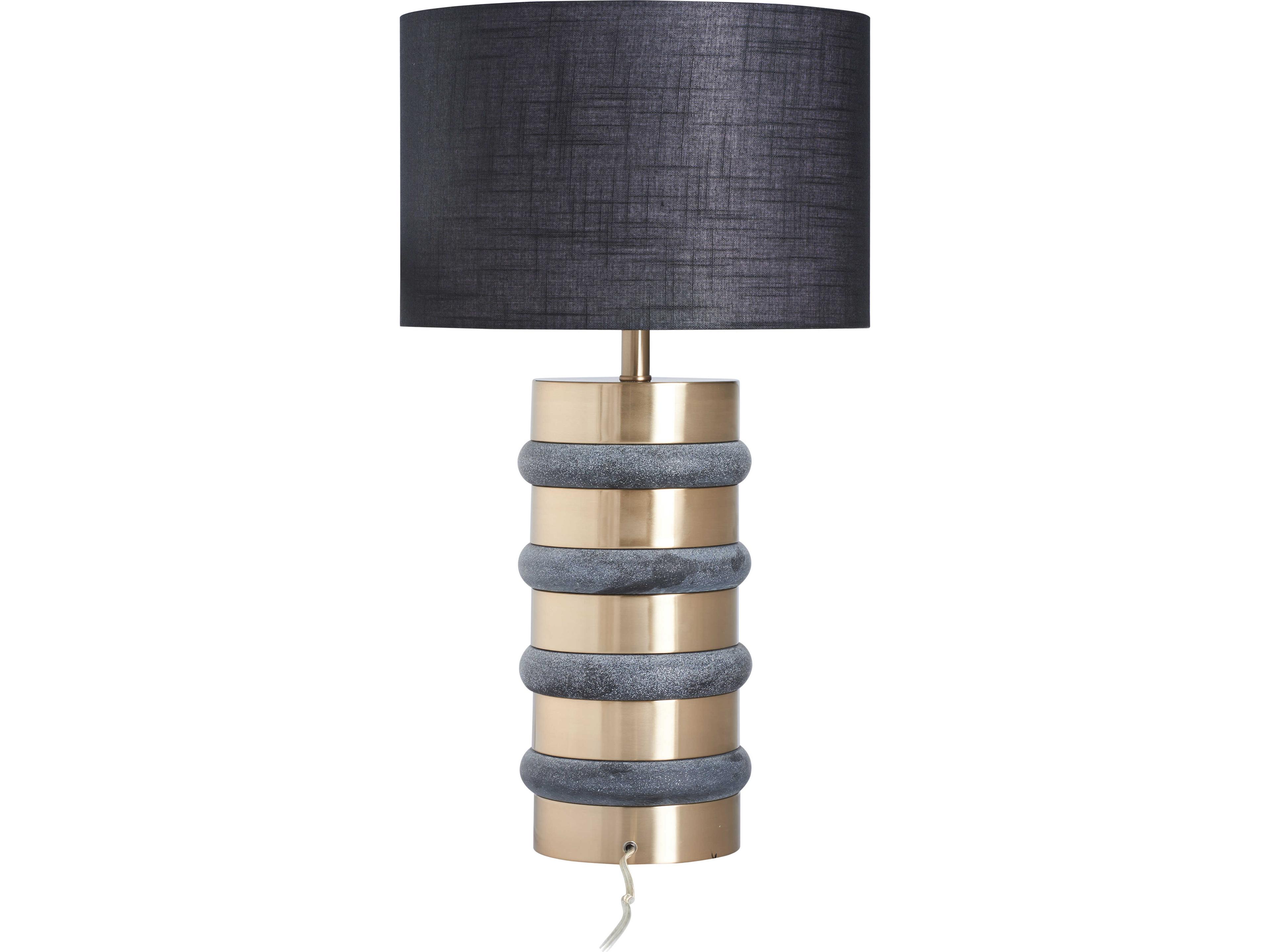Wildwood Black Linen Brass Table Lamp