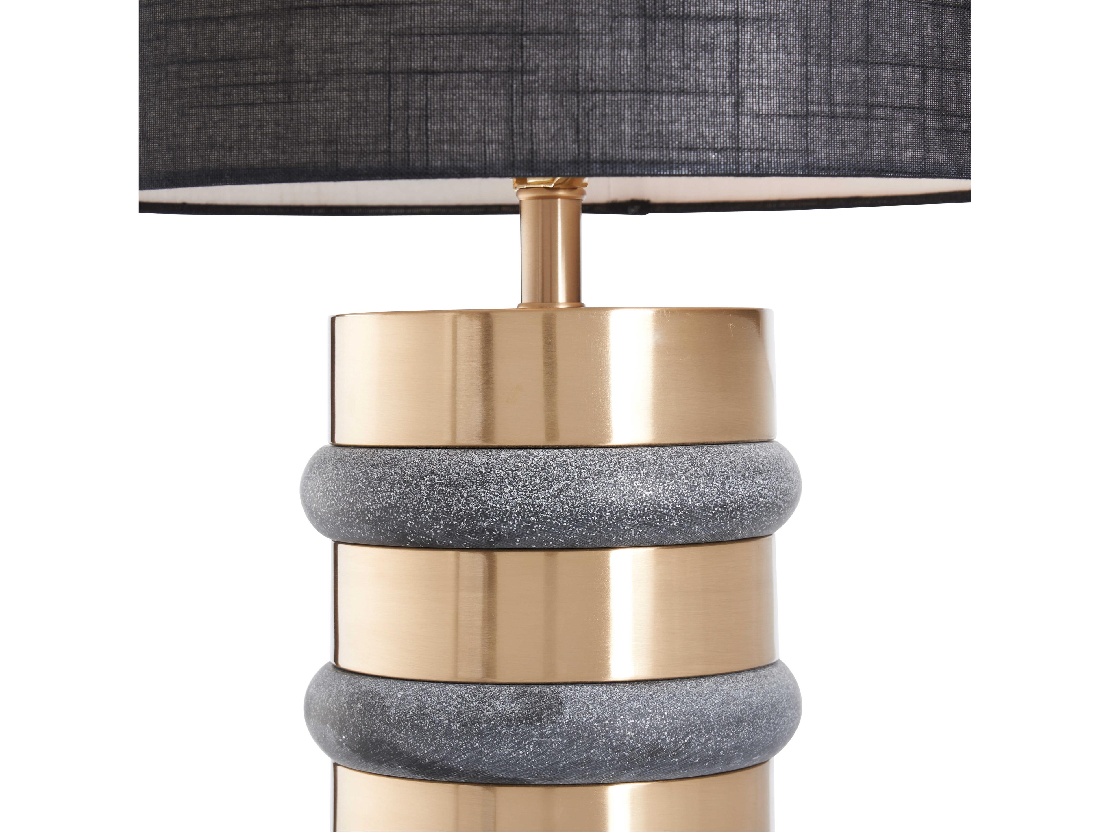 Wildwood Black Linen Brass Table Lamp