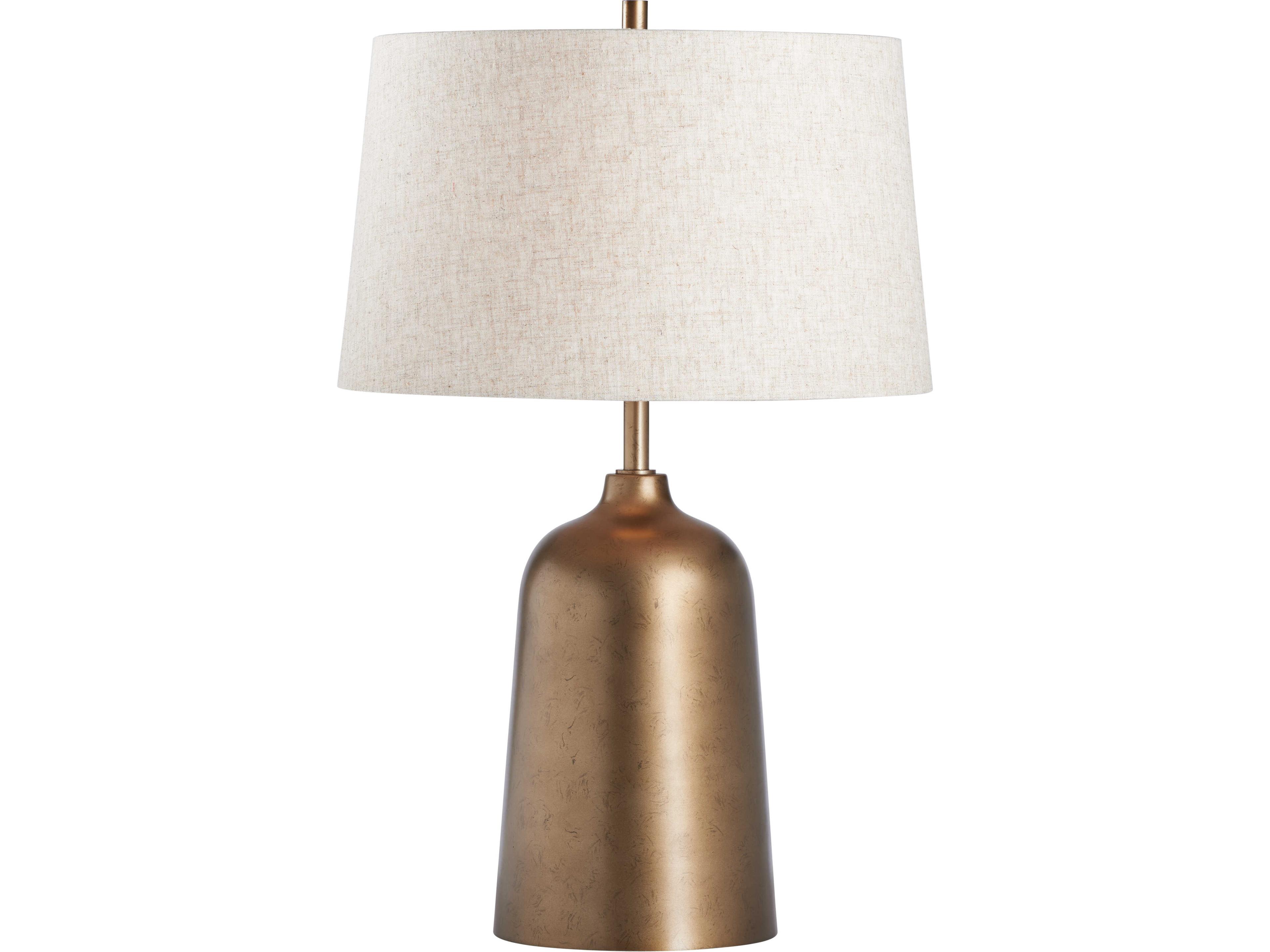 Brown Linen Gold Table Lamp