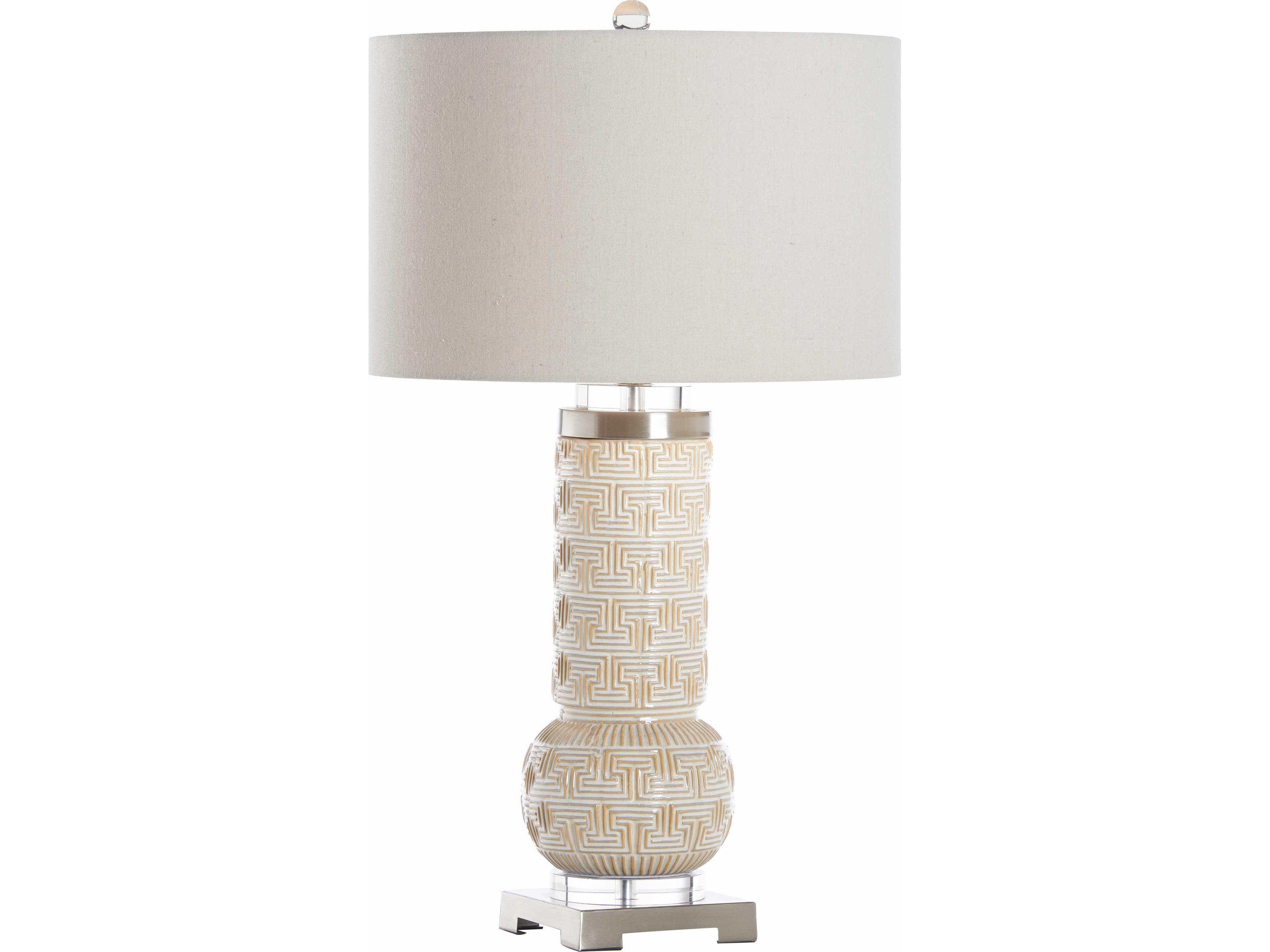 Wildwood Tan Linen Brass Table Lamp