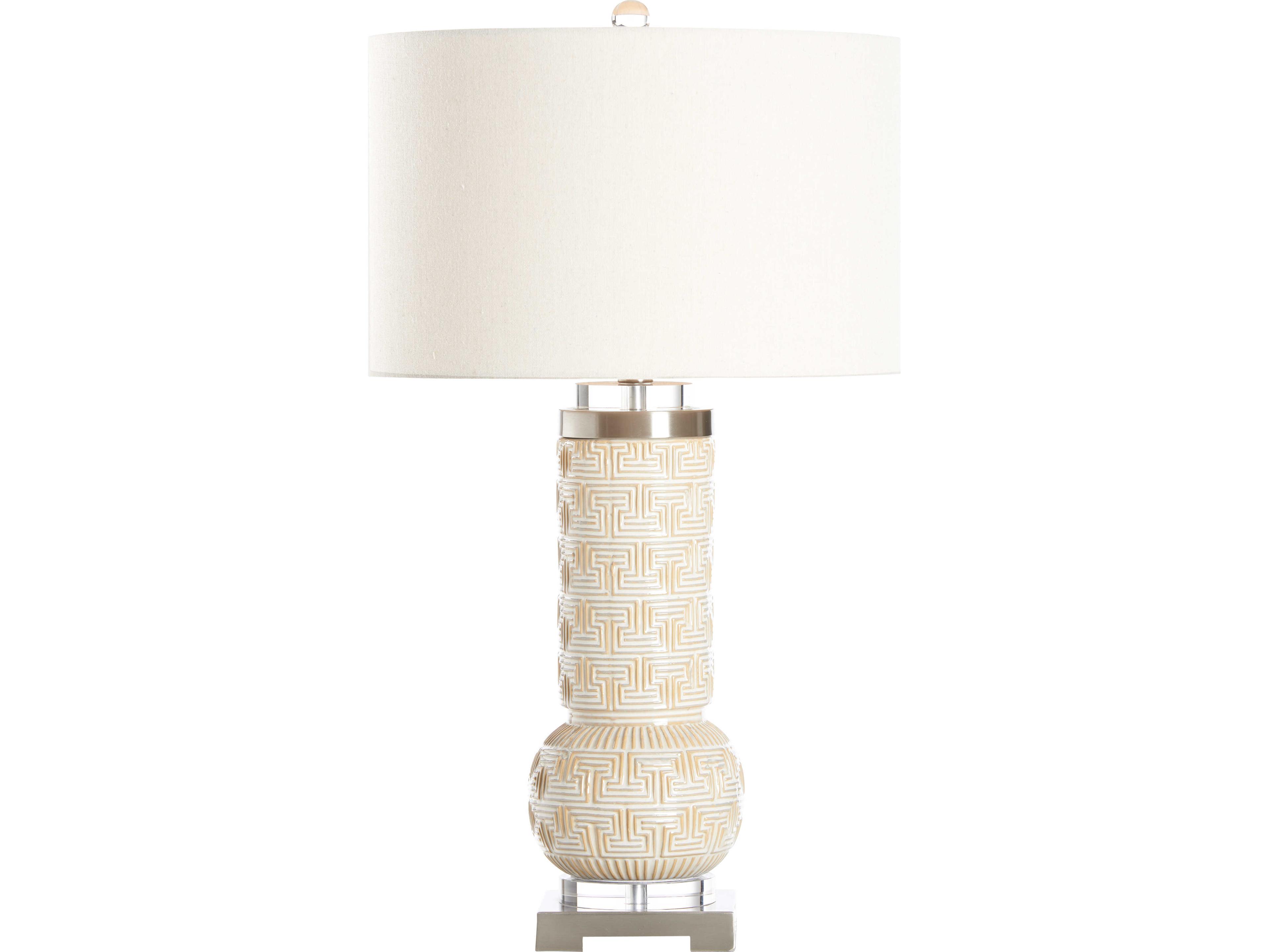 Wildwood Tan Linen Brass Table Lamp