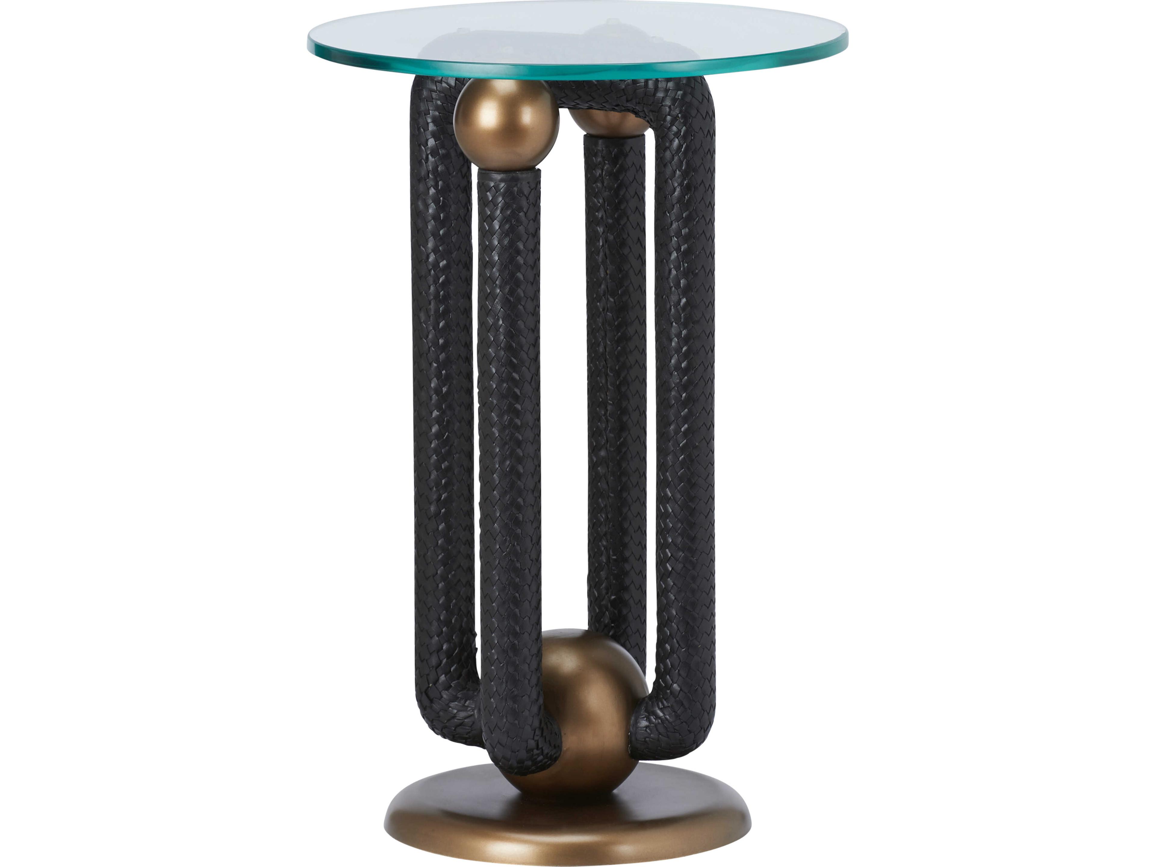 Round Glass Black End Table
