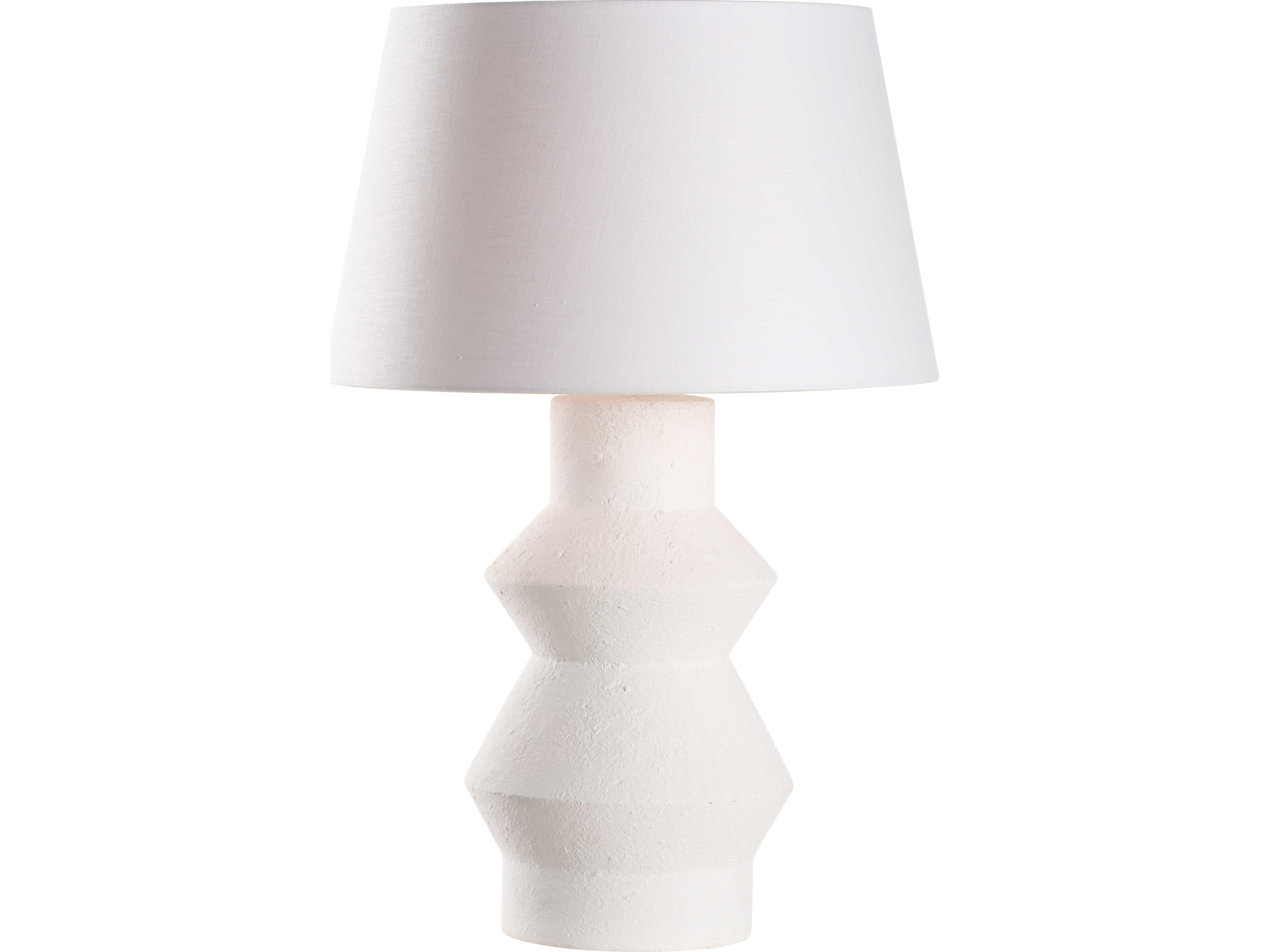 White cream Linen Table Lamp