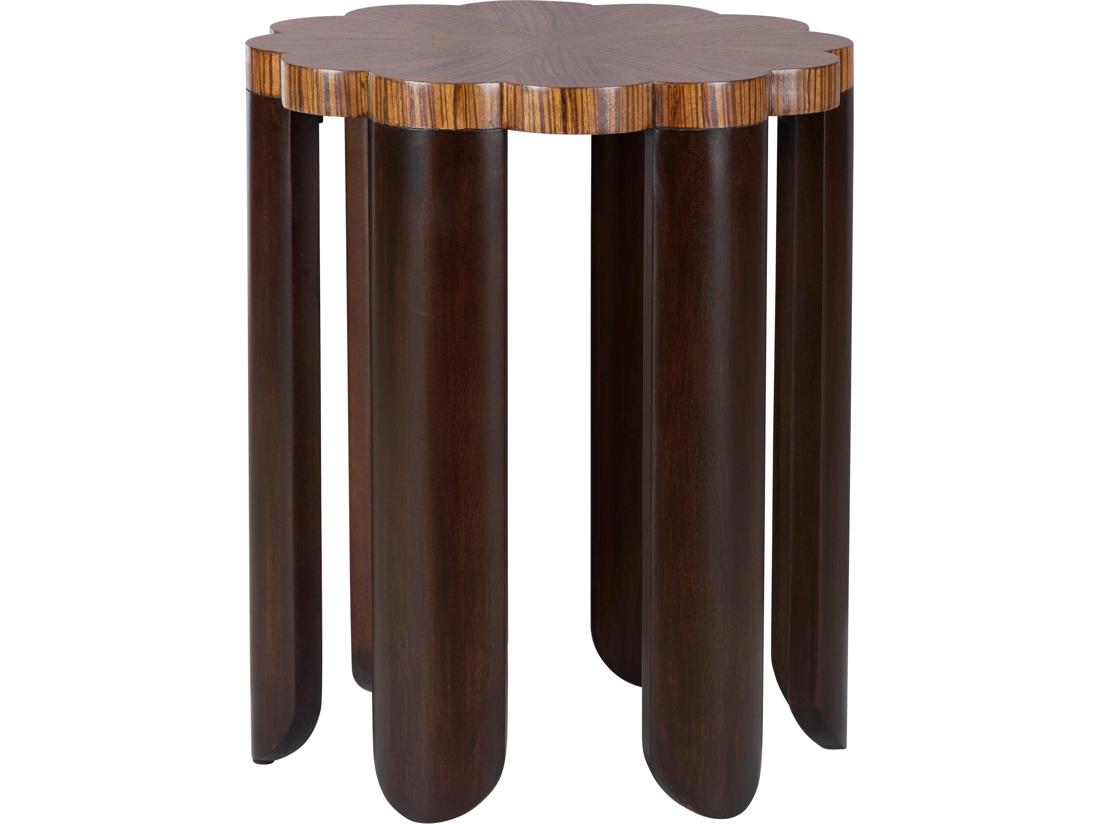 Round Wood Brown End Table