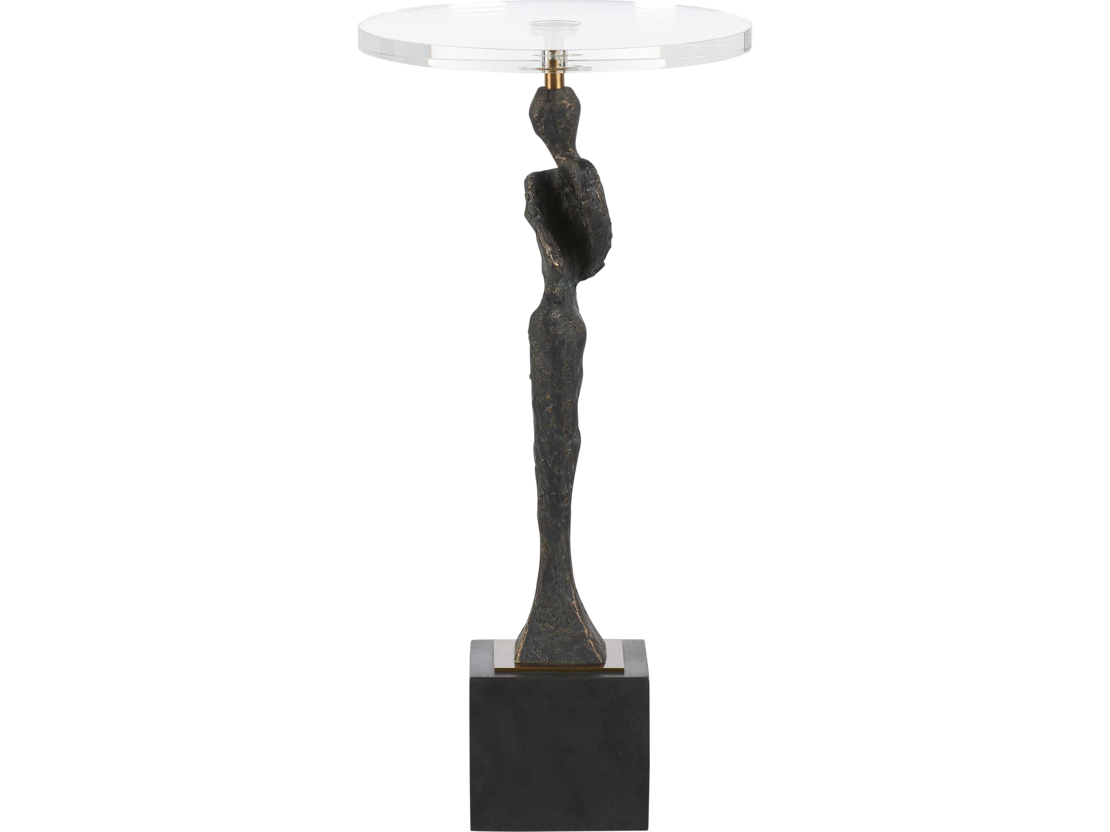 Wildwood Round Glass Brown End Table