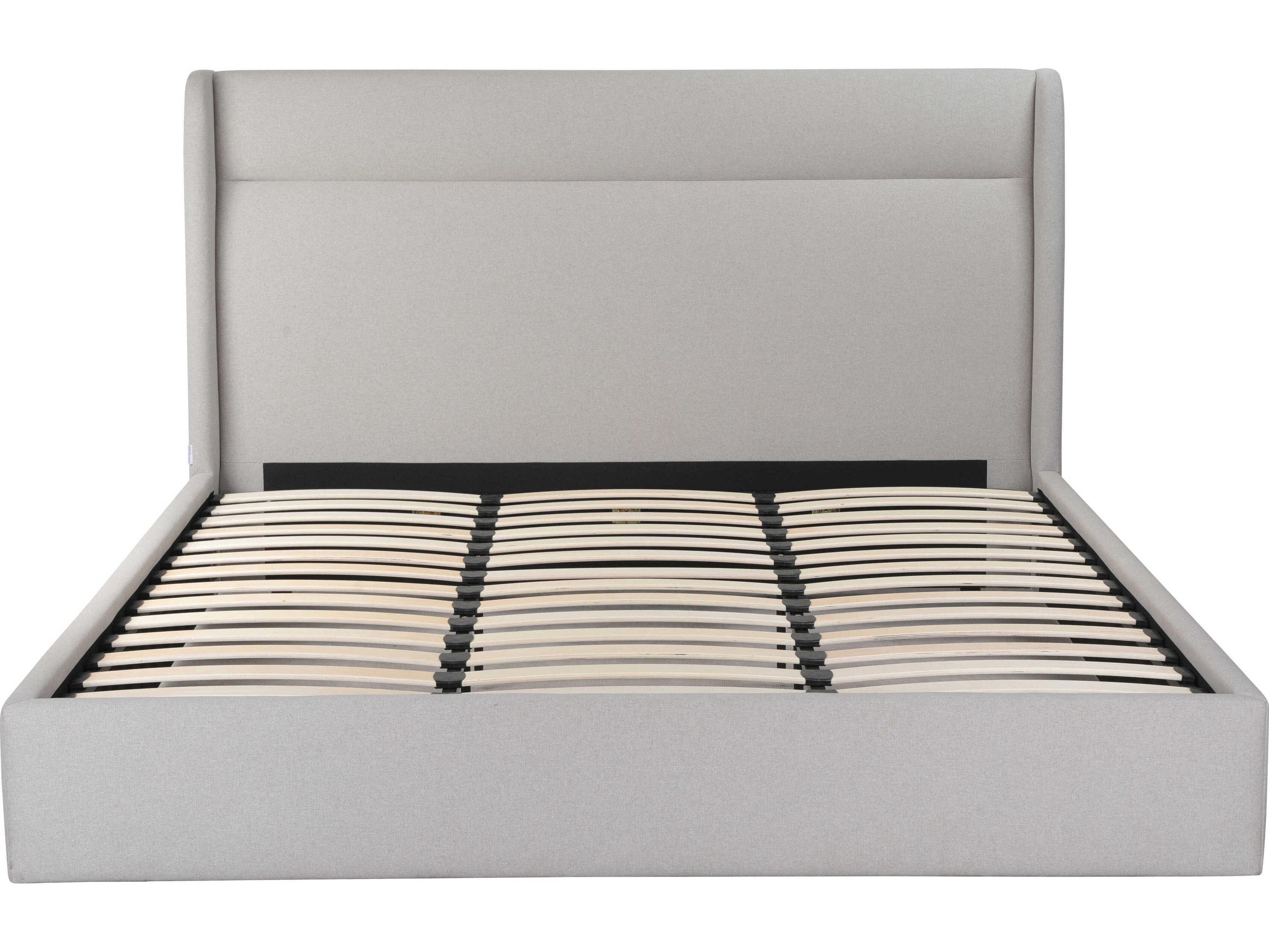 Whiteline Modern Living Tokyo Light Grey Upholstered King Platform Bed