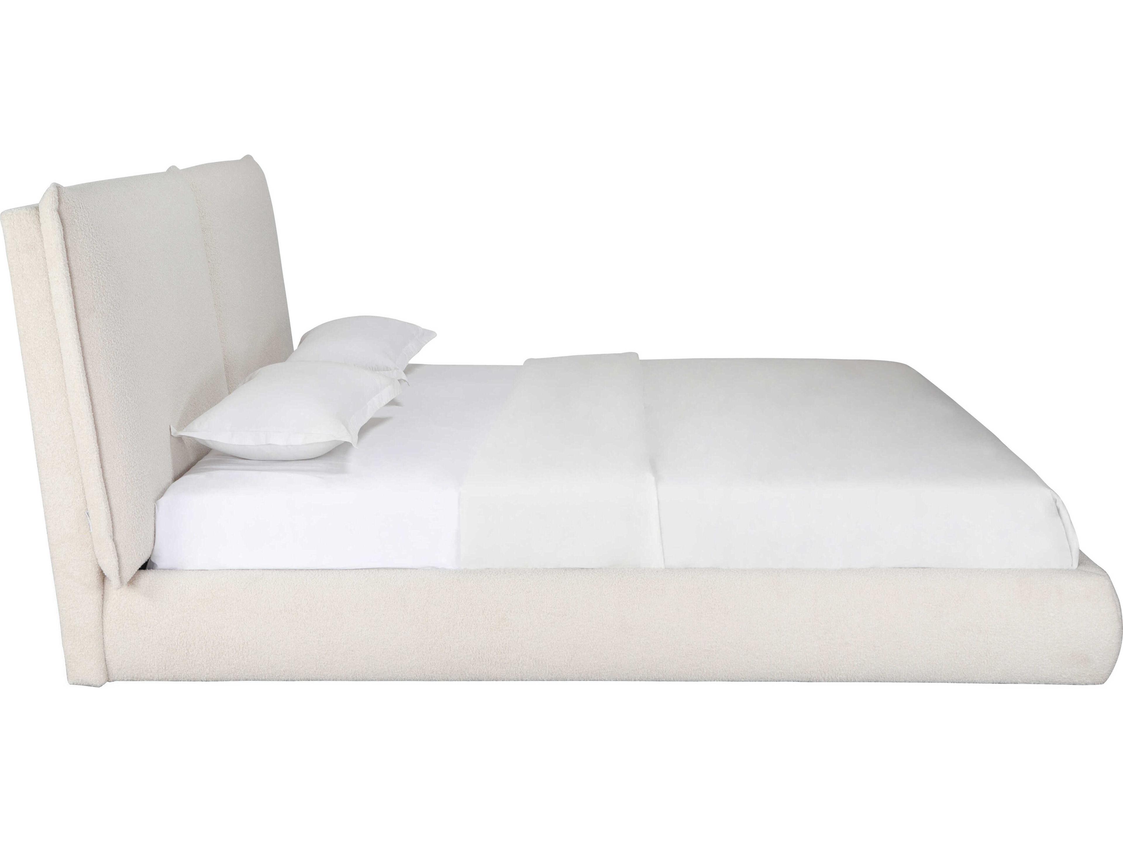 Whiteline Modern Living Eric Beige Upholstered King Platform Bed