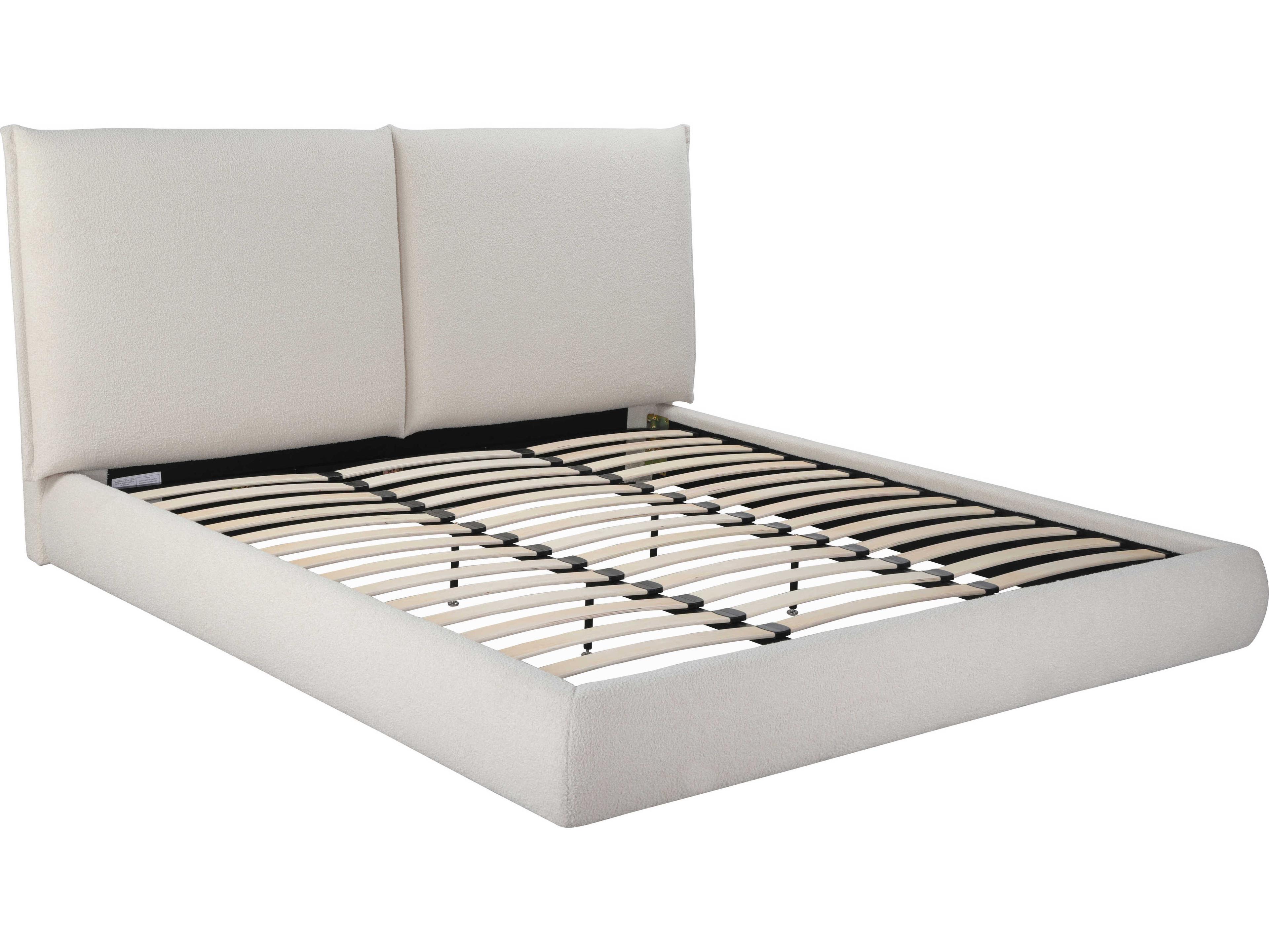 Whiteline Modern Living Eric Beige Upholstered King Platform Bed