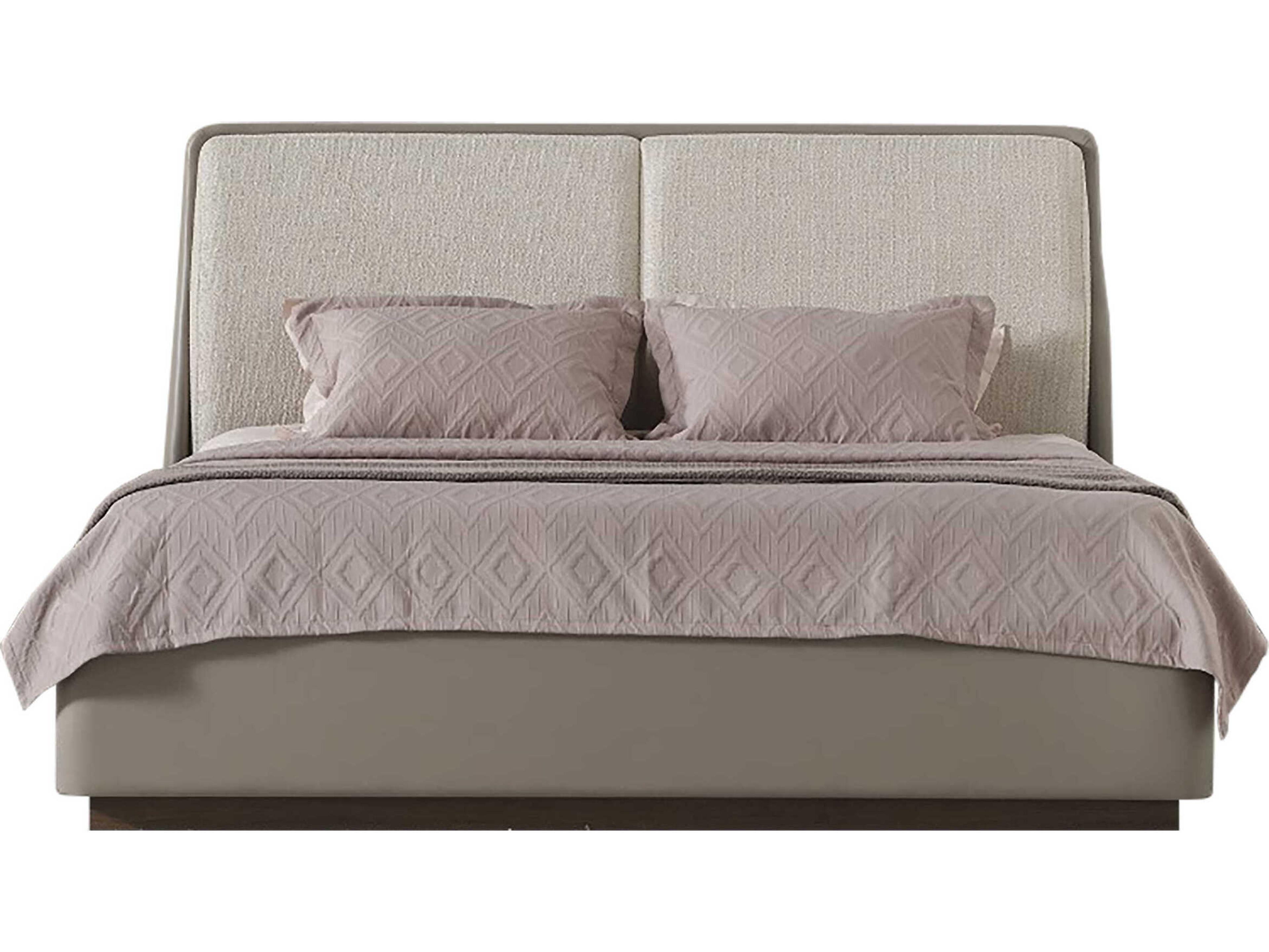 Romina Light Grey Upholstered King Platform Bed