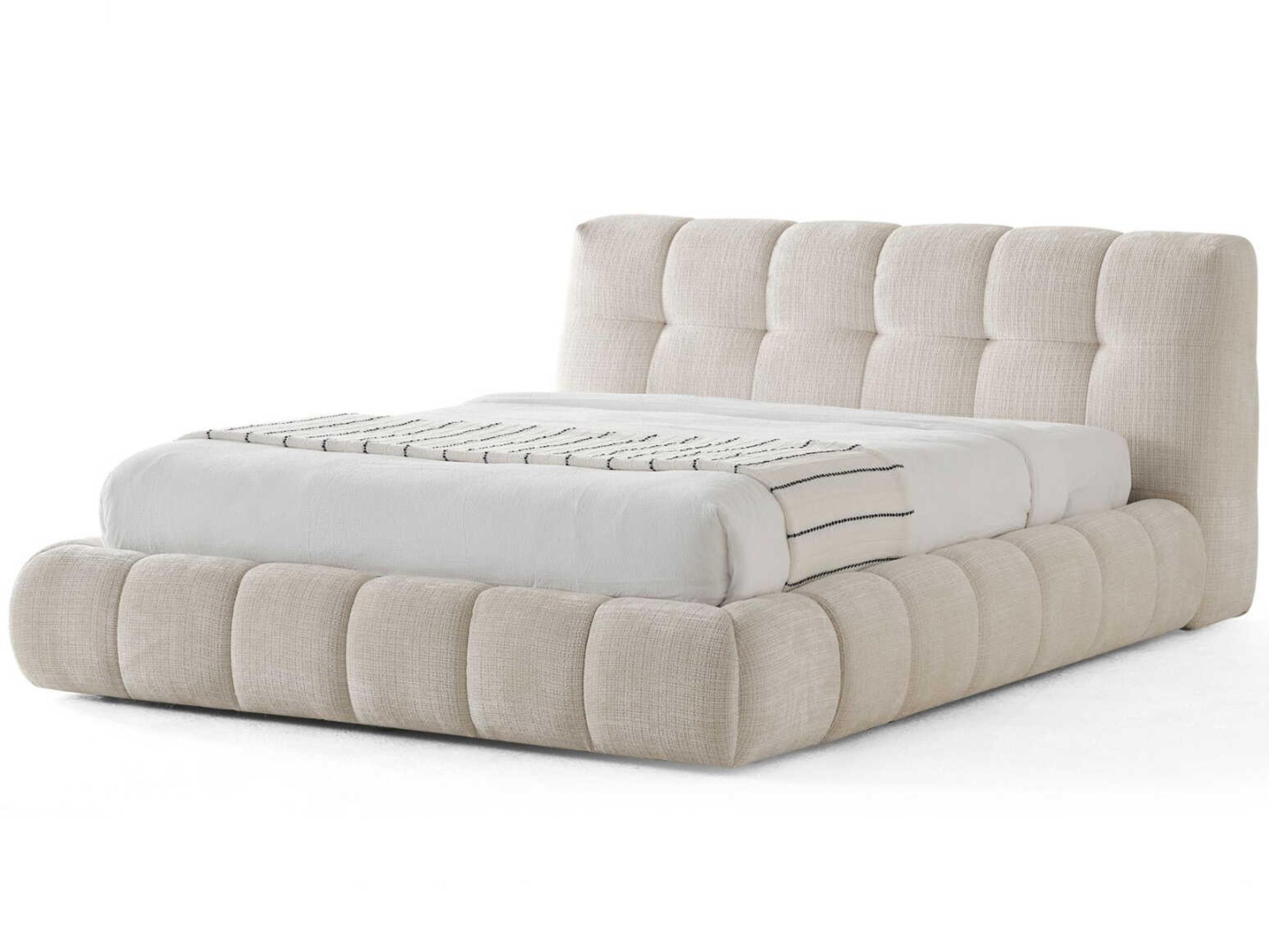 Cloud Beige Upholstered King Platform Bed
